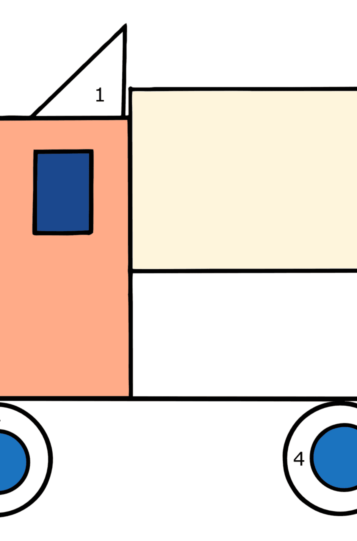 Geometric Truck coloring page - Coloring by Numbers for Kids
