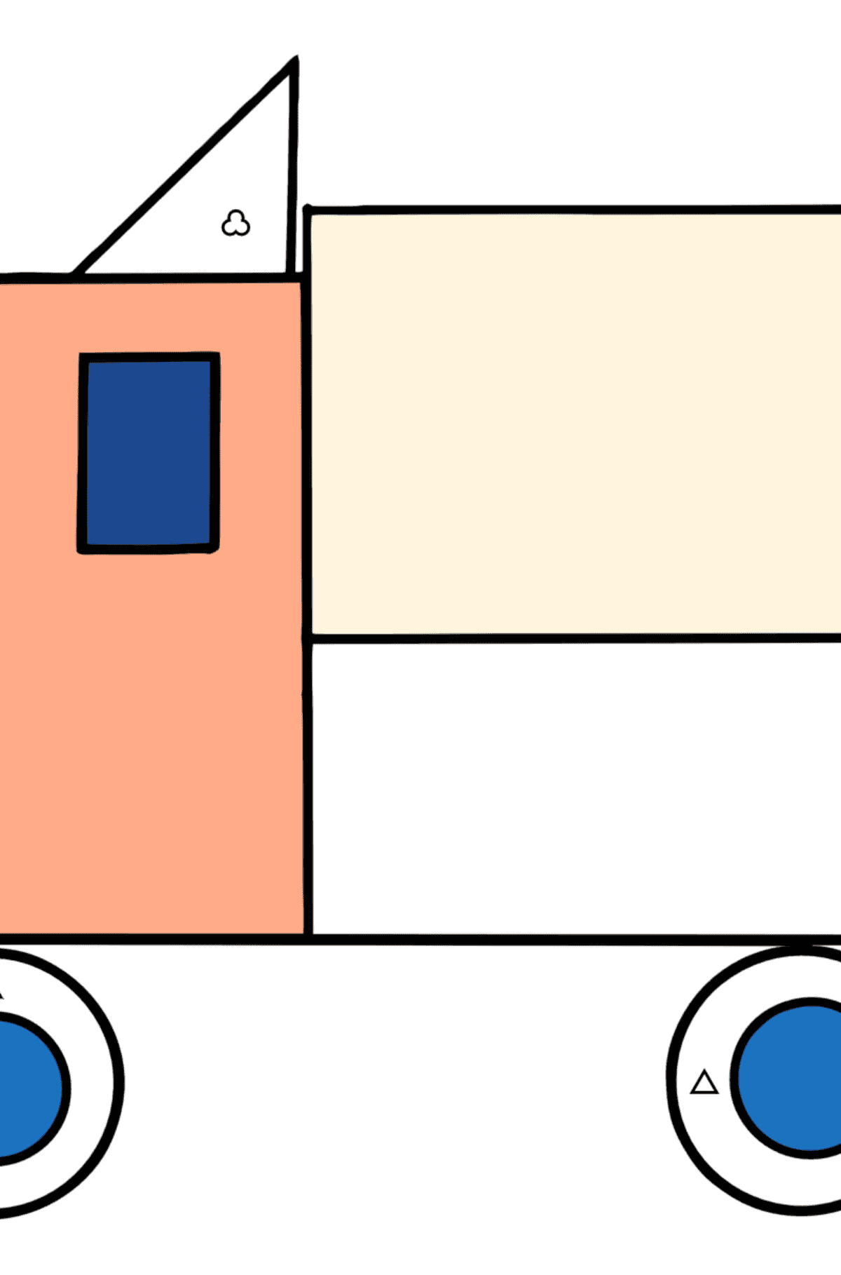 Ausmalbild Kleinkind-Lkw - Ausmalen nach Geometrischen Formen für Kinder