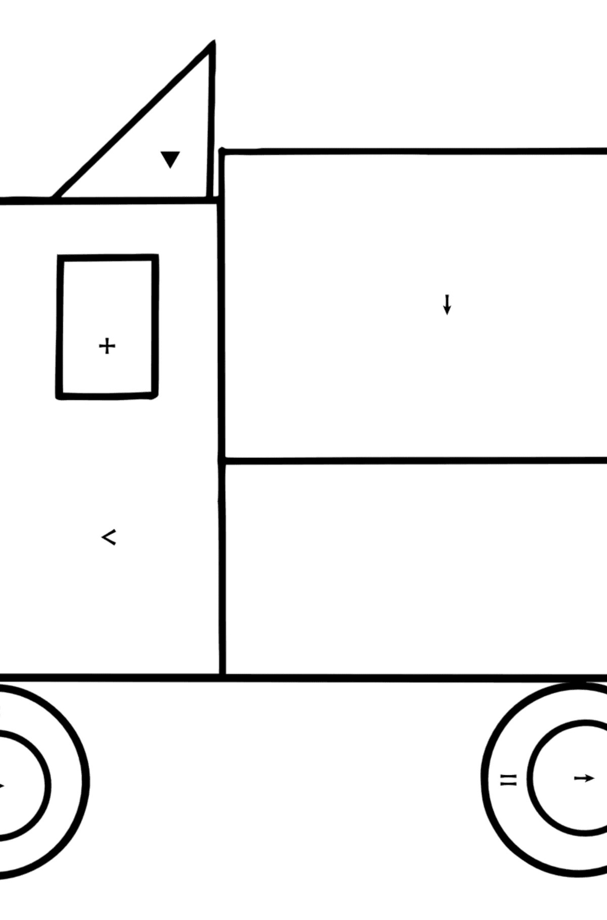 Geometric Truck coloring page - Coloring by Symbols for Kids