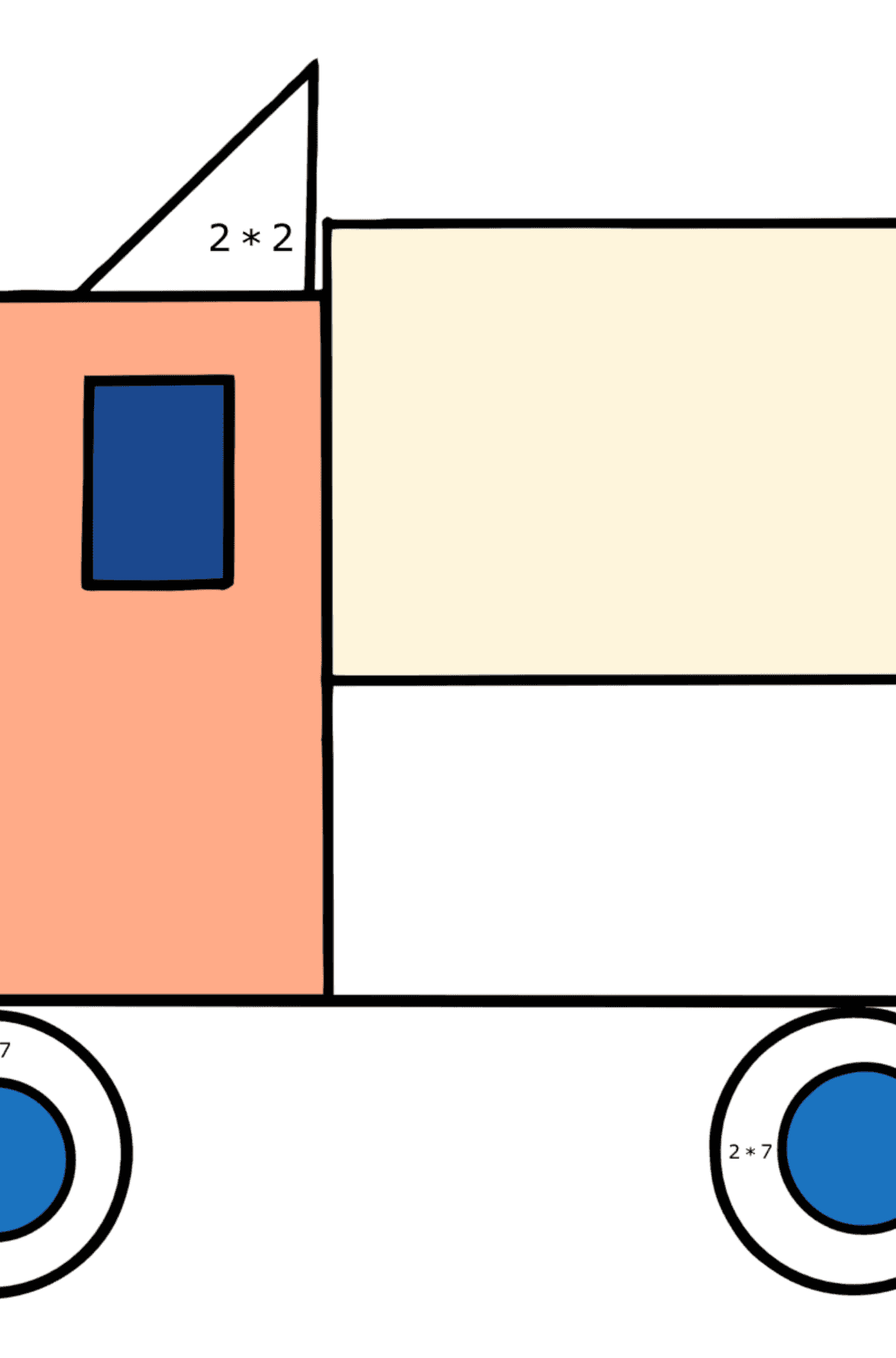 Geometric Truck coloring page - Math Coloring - Multiplication for Kids
