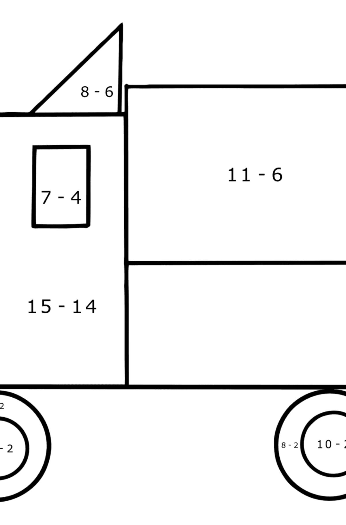 Geometric Truck coloring page - Math Coloring - Subtraction for Kids