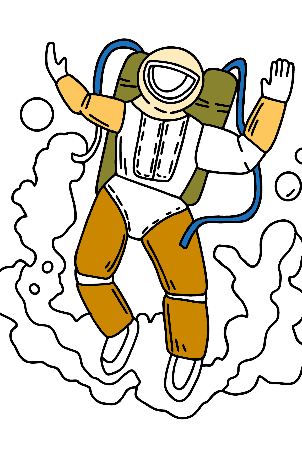 Dibujo de astronauta en el espacio para colorear - Dibujos para Colorear para Niños