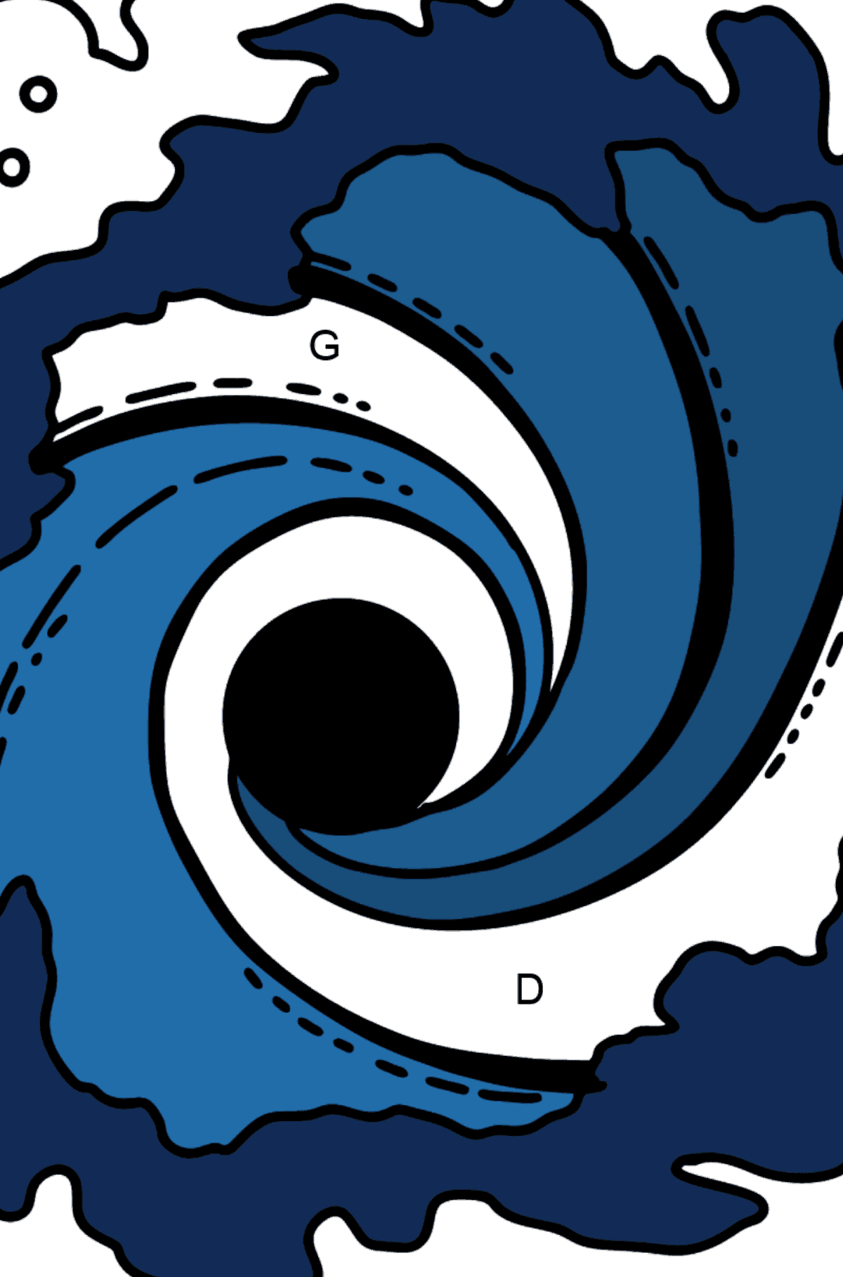 Black Hole coloring page - Coloring by Letters for Kids