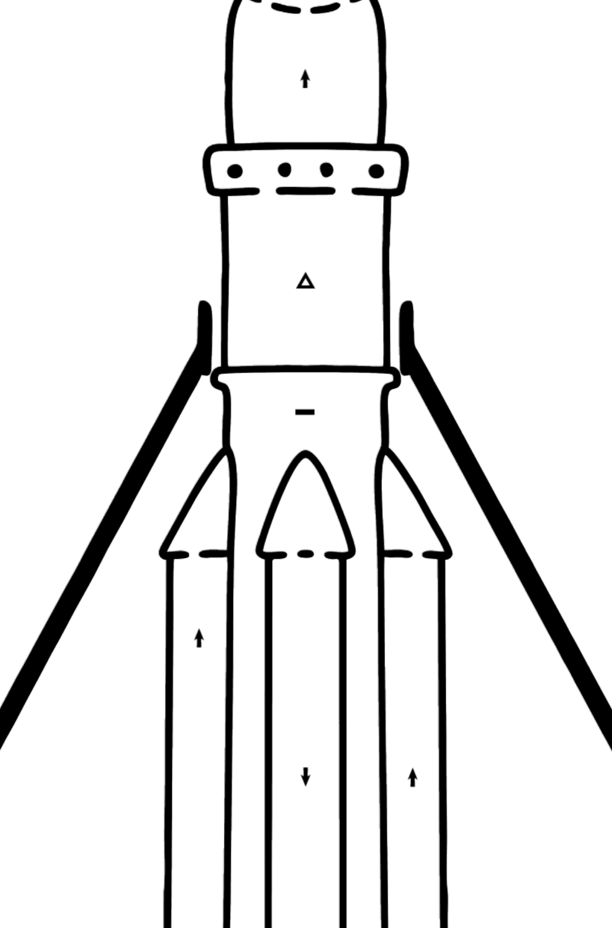 Ausmalbild Rakete - Ausmalen nach Symbolen für Kinder