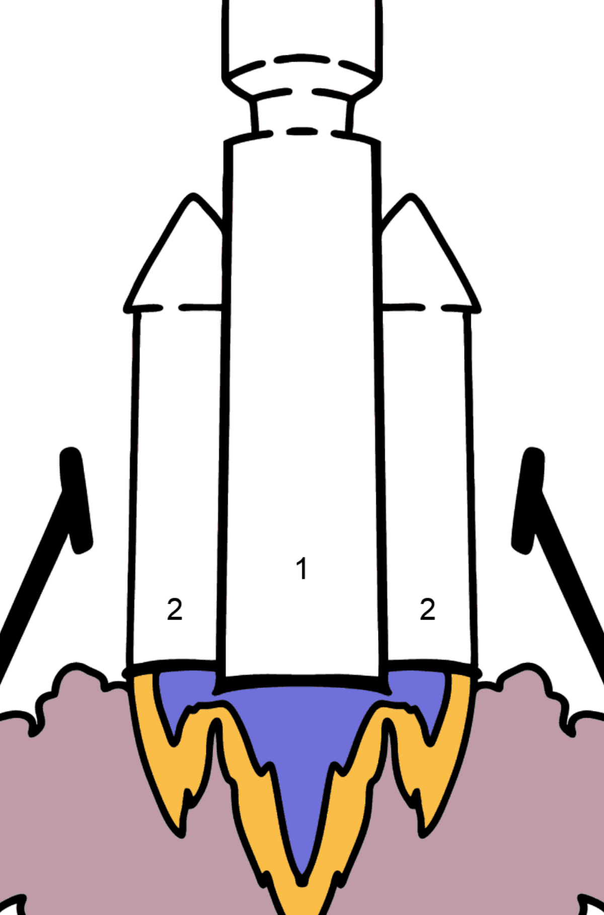 Раскраска запуск ракеты - По Номерам для Детей
