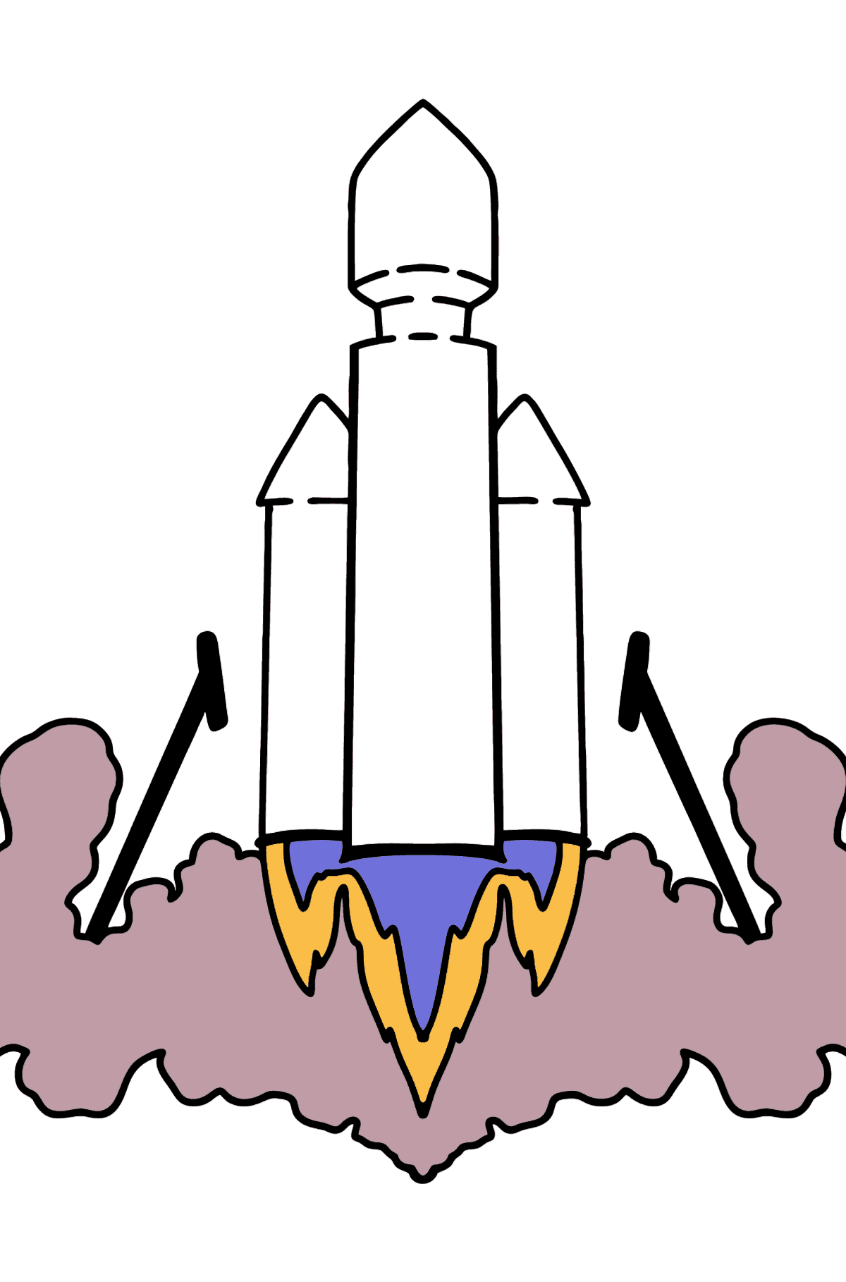 Desenho para colorir de lançamento de foguete - Imagens para Colorir para Crianças