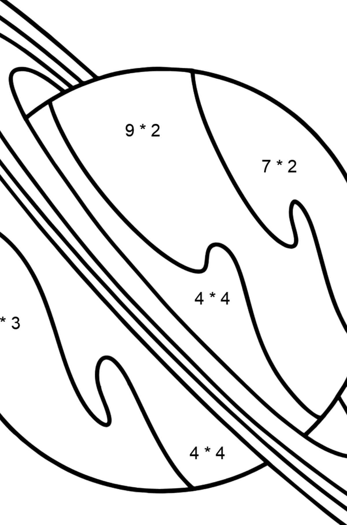 Ausmalbild Saturn - Mathe Ausmalbilder - Multiplikation für Kinder