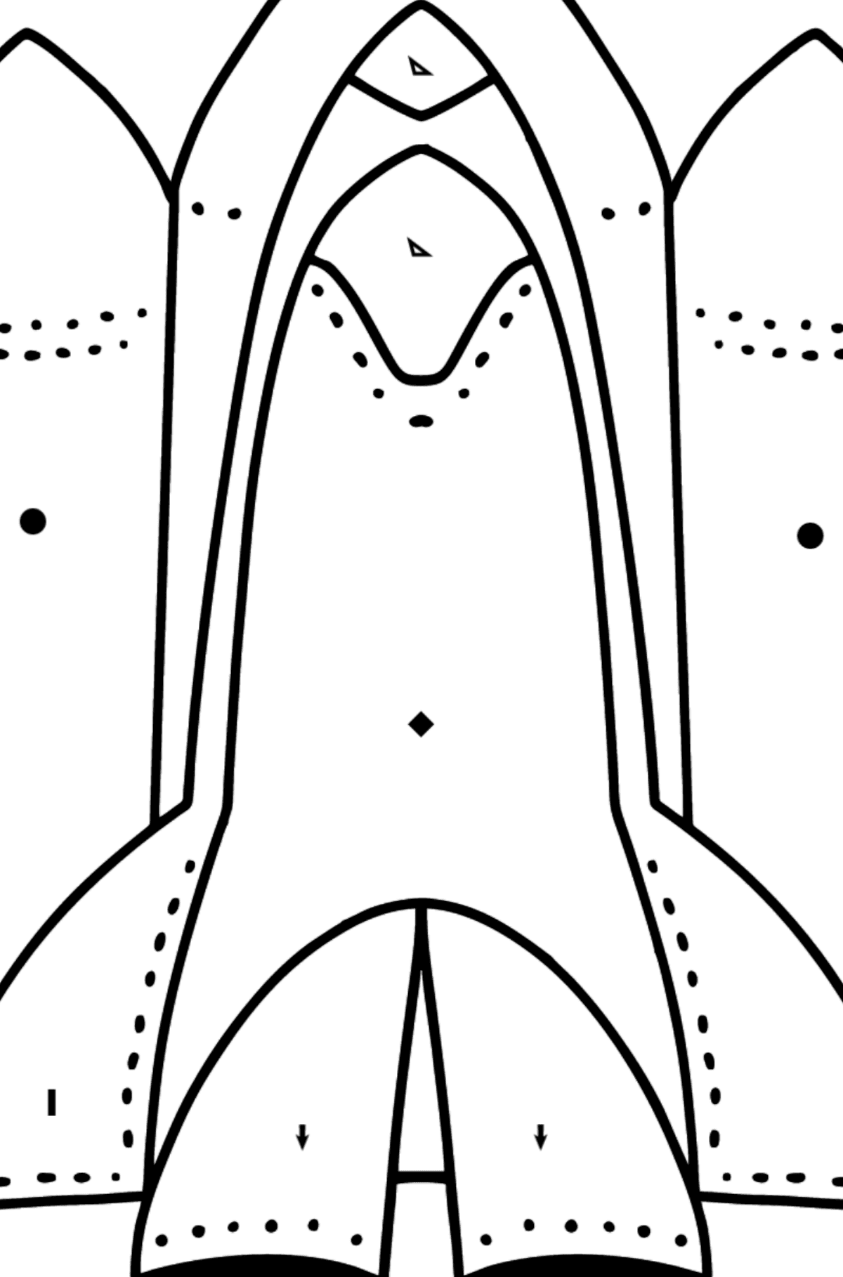 Shuttle coloring page - Coloring by Symbols and Geometric Shapes for Kids