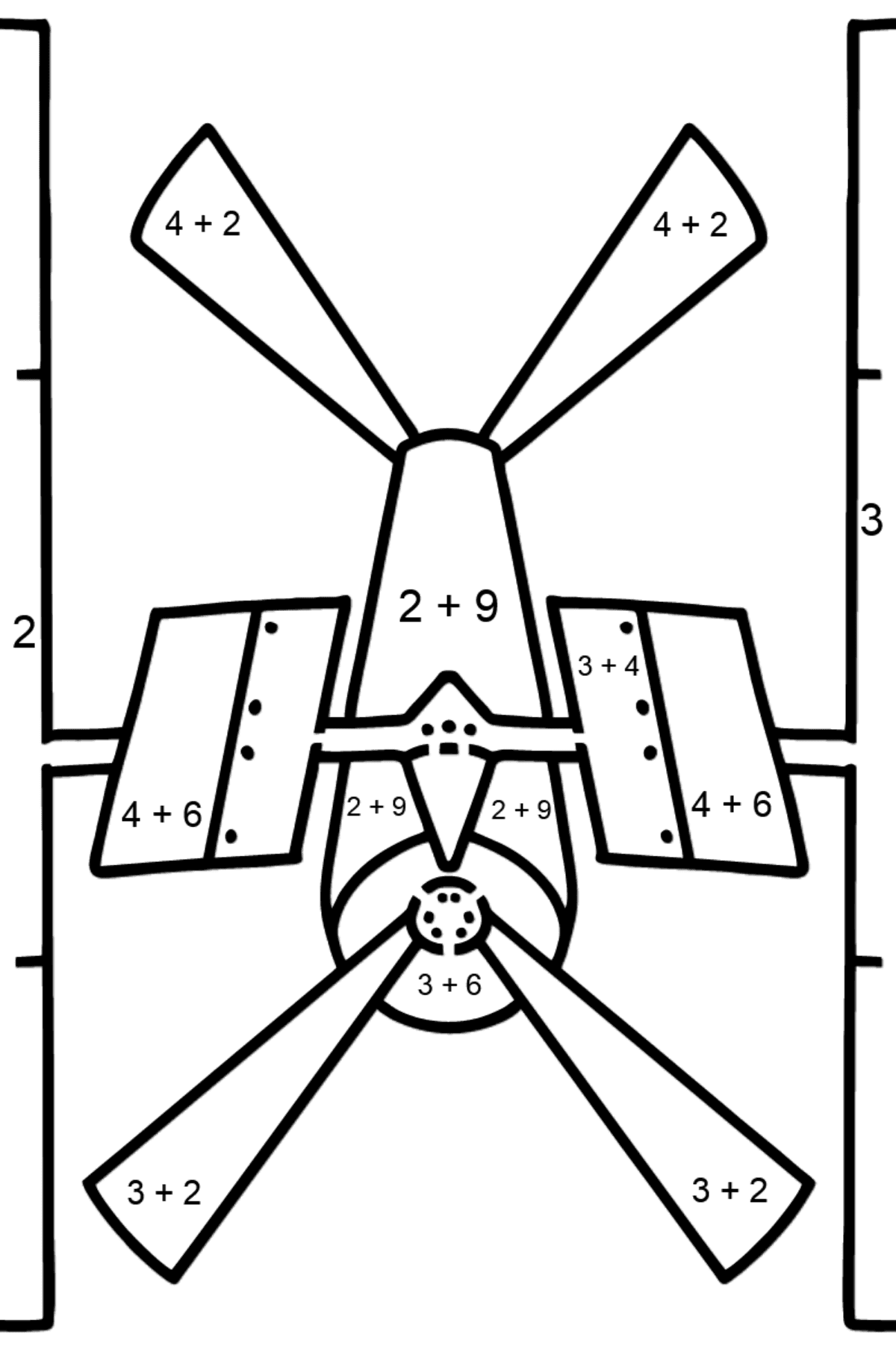 Space Station coloring page - Math Coloring - Addition for Kids