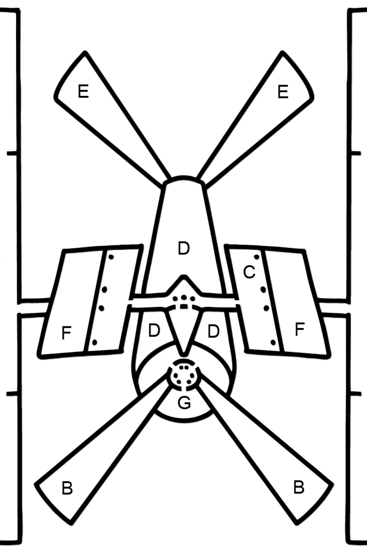 Space Station coloring page - Coloring by Letters for Kids