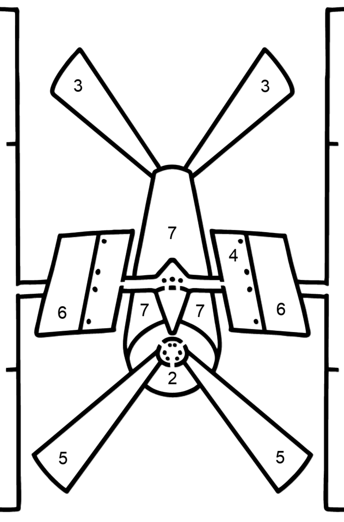 Space Station coloring page - Coloring by Numbers for Kids