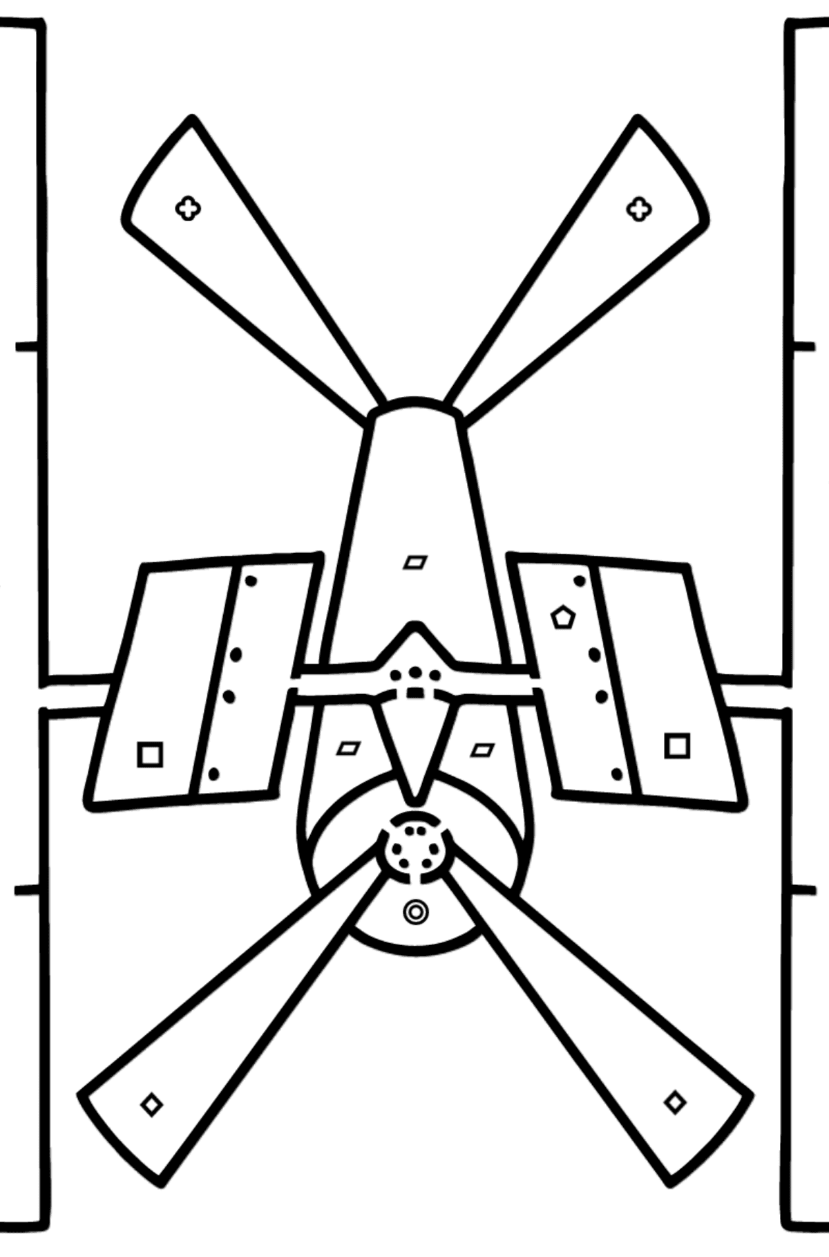 Space Station coloring page - Coloring by Geometric Shapes for Kids