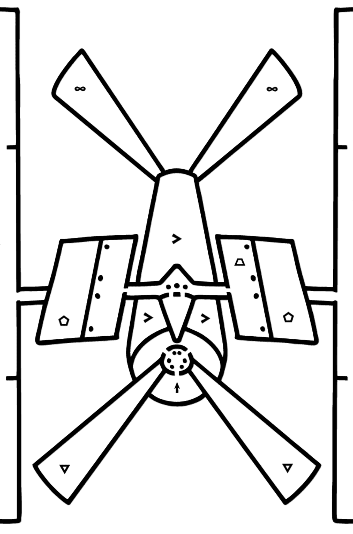 Space Station coloring page - Coloring by Symbols and Geometric Shapes for Kids