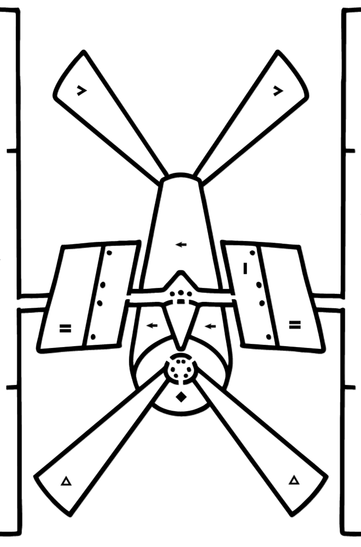 Space Station coloring page - Coloring by Symbols for Kids