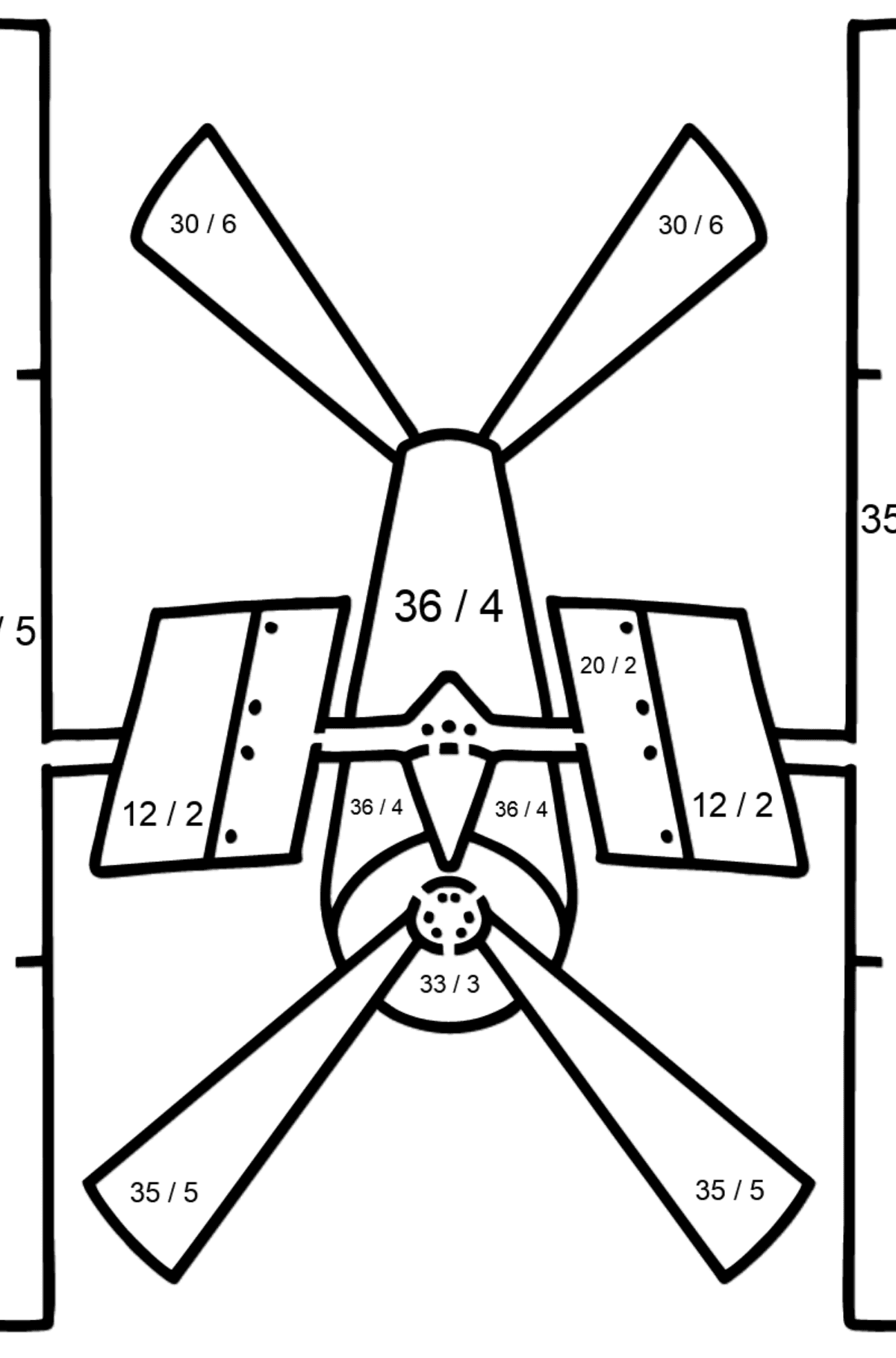 Space Station coloring page - Math Coloring - Division for Kids