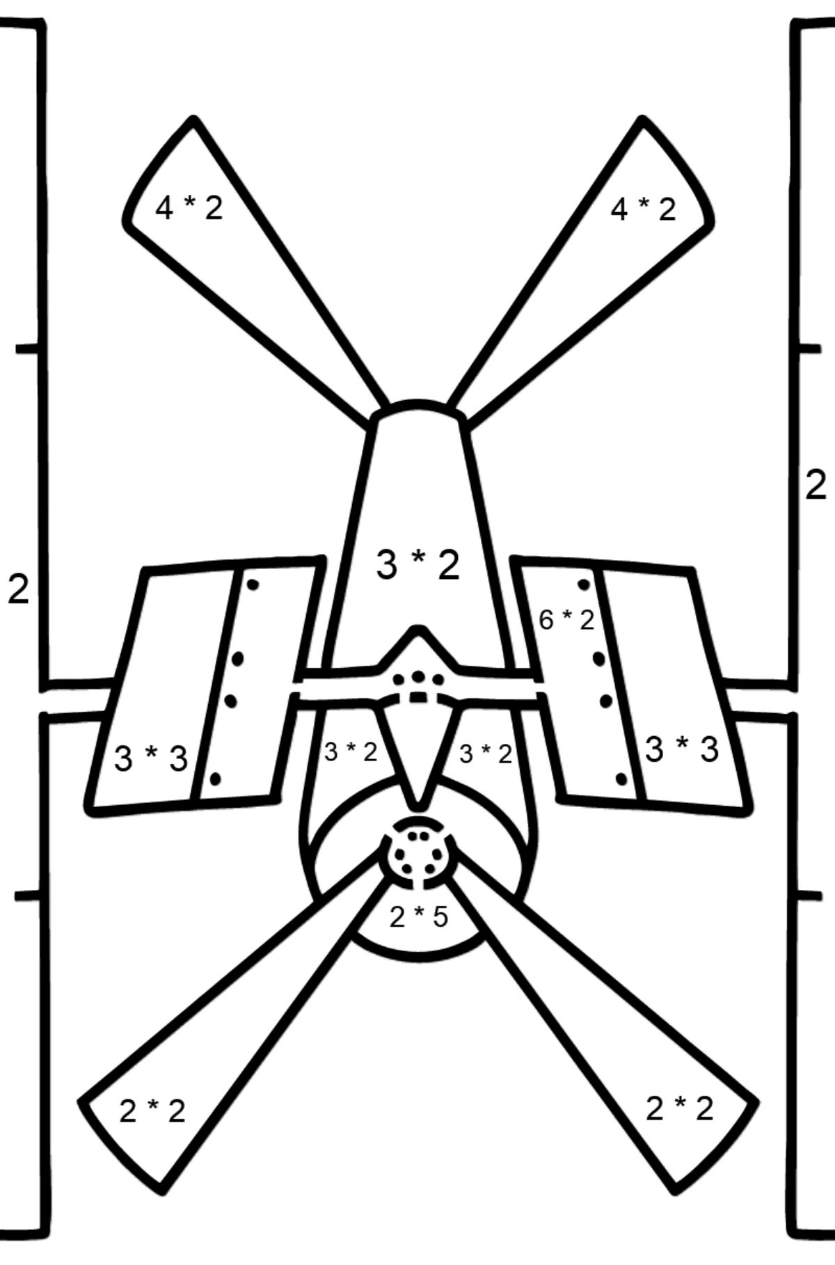 Space Station coloring page - Math Coloring - Multiplication for Kids
