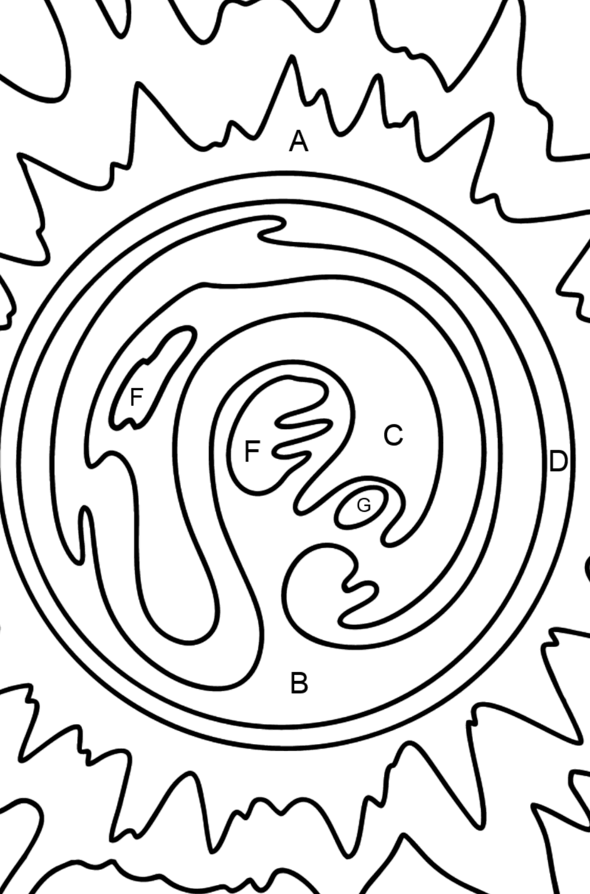 Sun coloring page - Coloring by Letters for Kids