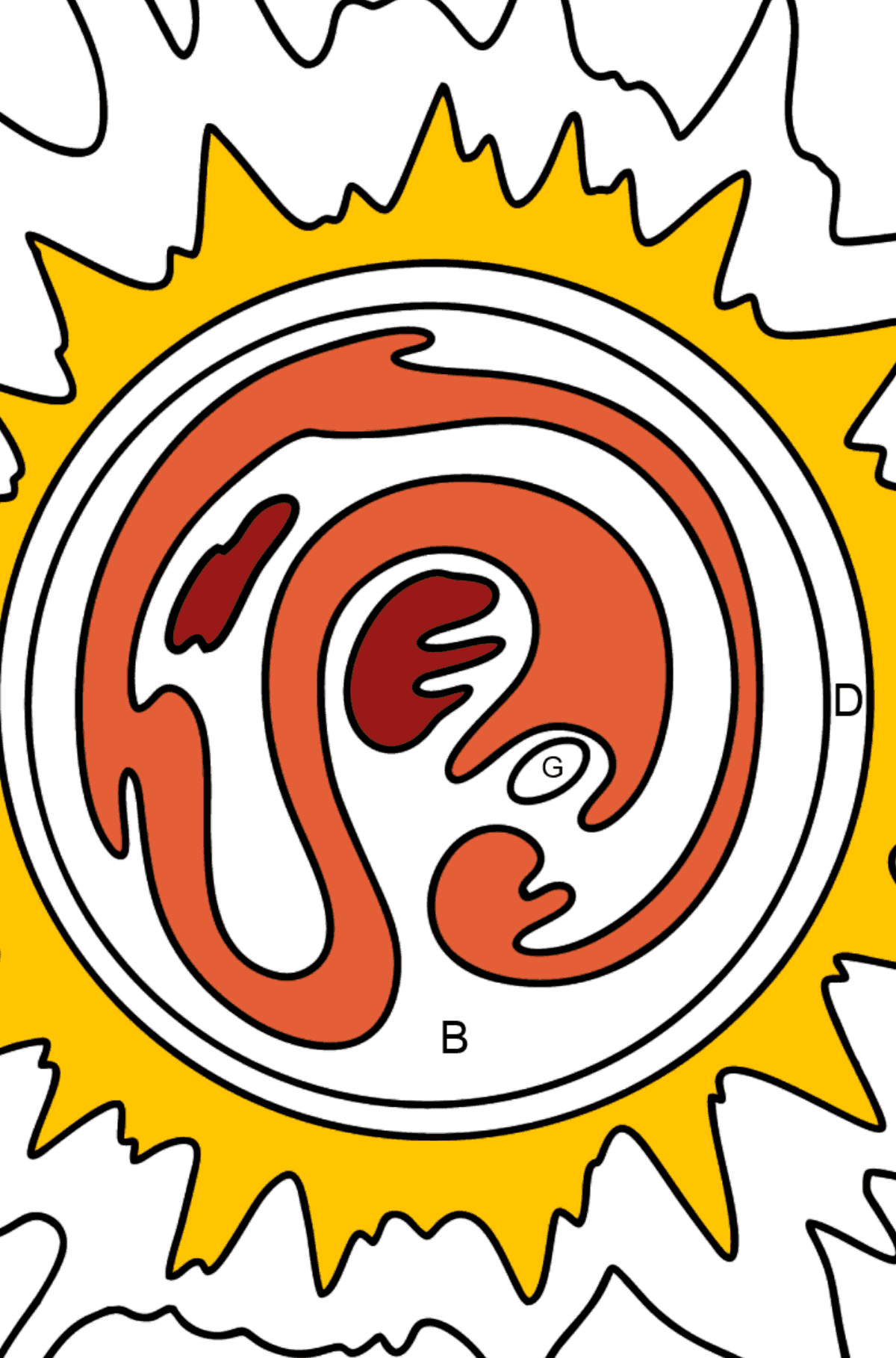 Sun coloring page - Coloring by Letters for Kids