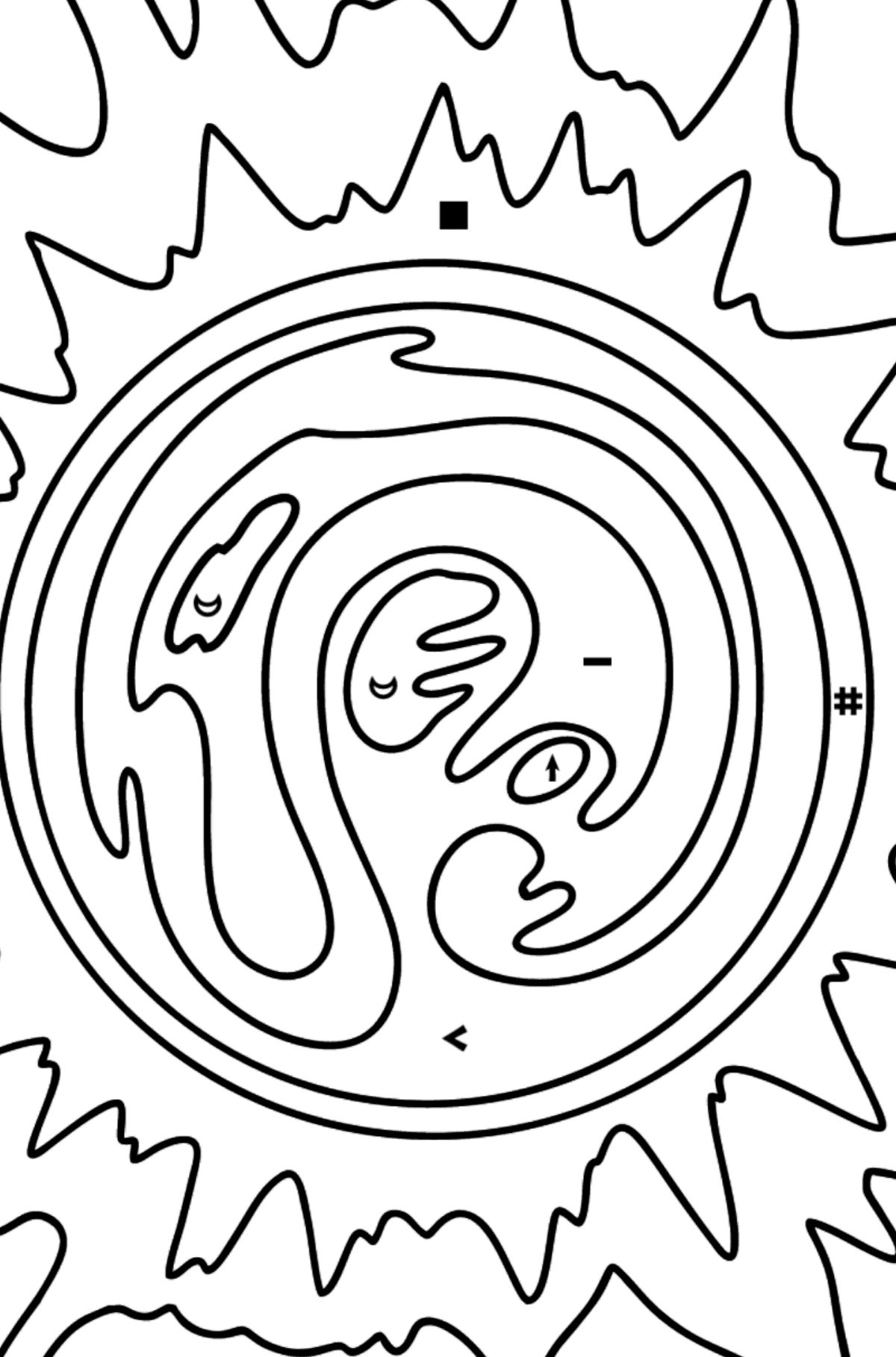 Sun coloring page - Coloring by Symbols for Kids