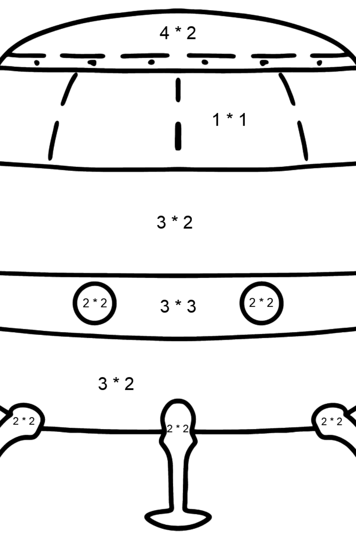 Ufo-Malvorlagen - Mathe Ausmalbilder - Multiplikation für Kinder