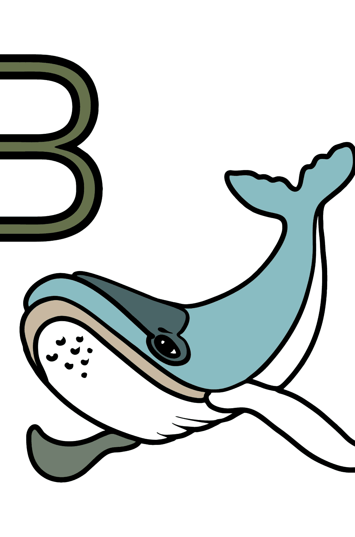 Spanish Letter B coloring pages - BALLENA - Coloring Pages for Kids