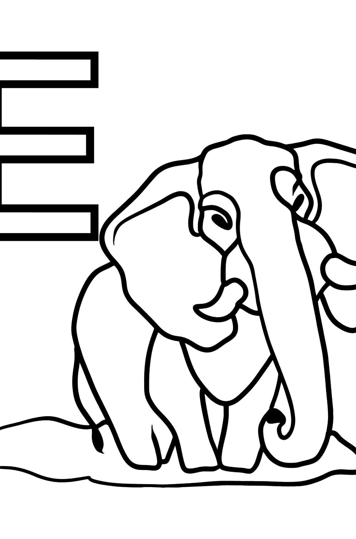 Spanish Letter E coloring pages - ELEFANTE - Coloring Pages for Kids