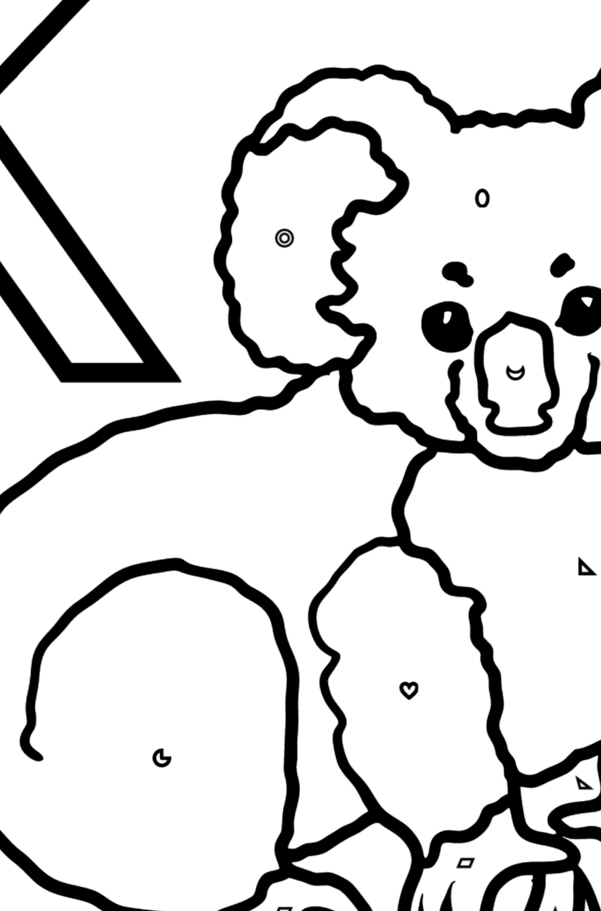 Spanish Letter K coloring pages - KOALA - Coloring by Geometric Shapes for Kids