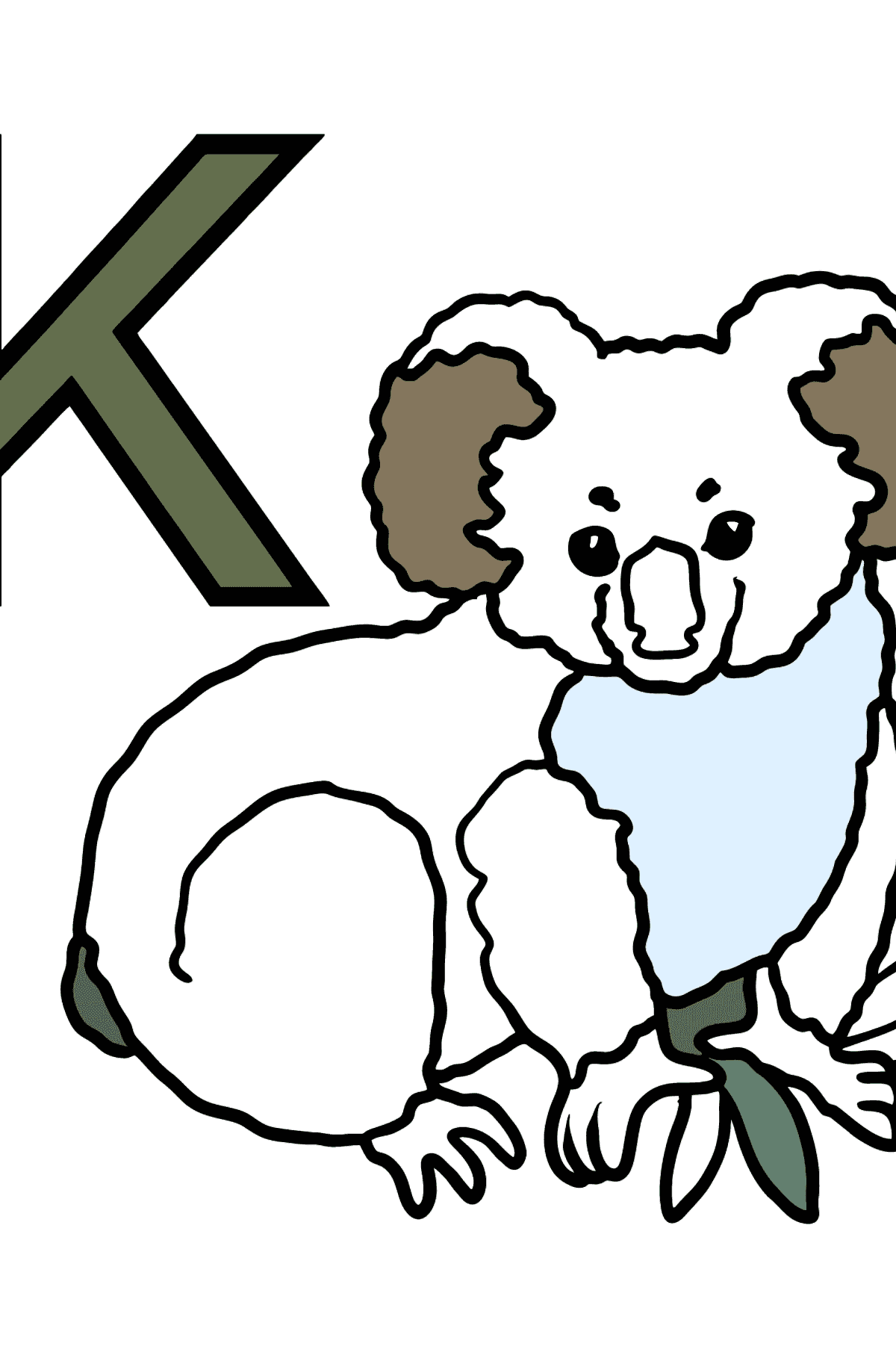 Spanish Letter K coloring pages - KOALA - Coloring Pages for Kids