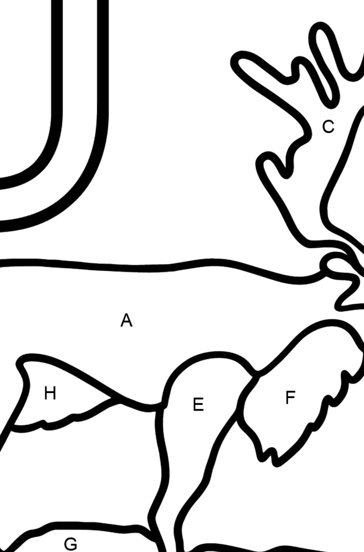 Spanish Letter U coloring pages - UAPITI - Coloring by Letters for Kids