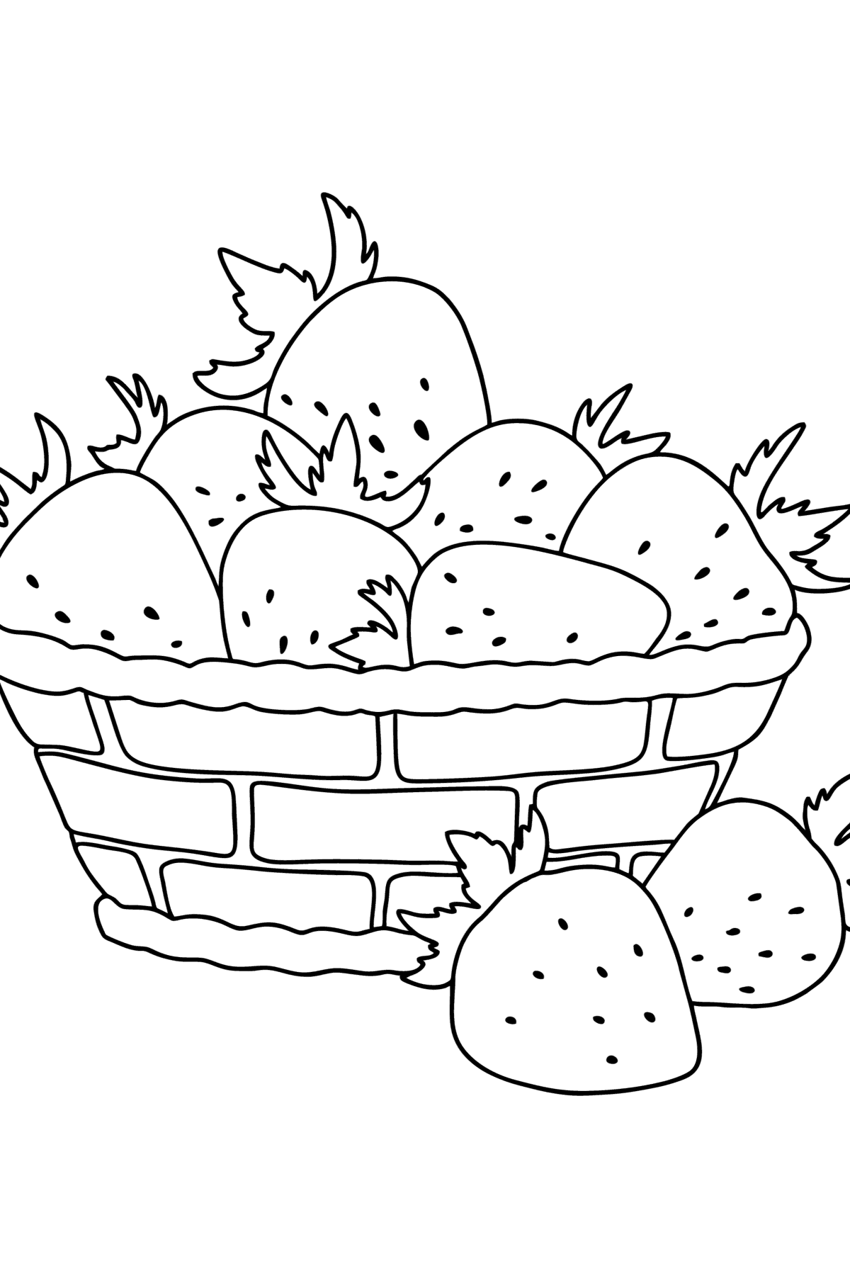 Strawberries in a basket сoloring page - Coloring Pages for Kids