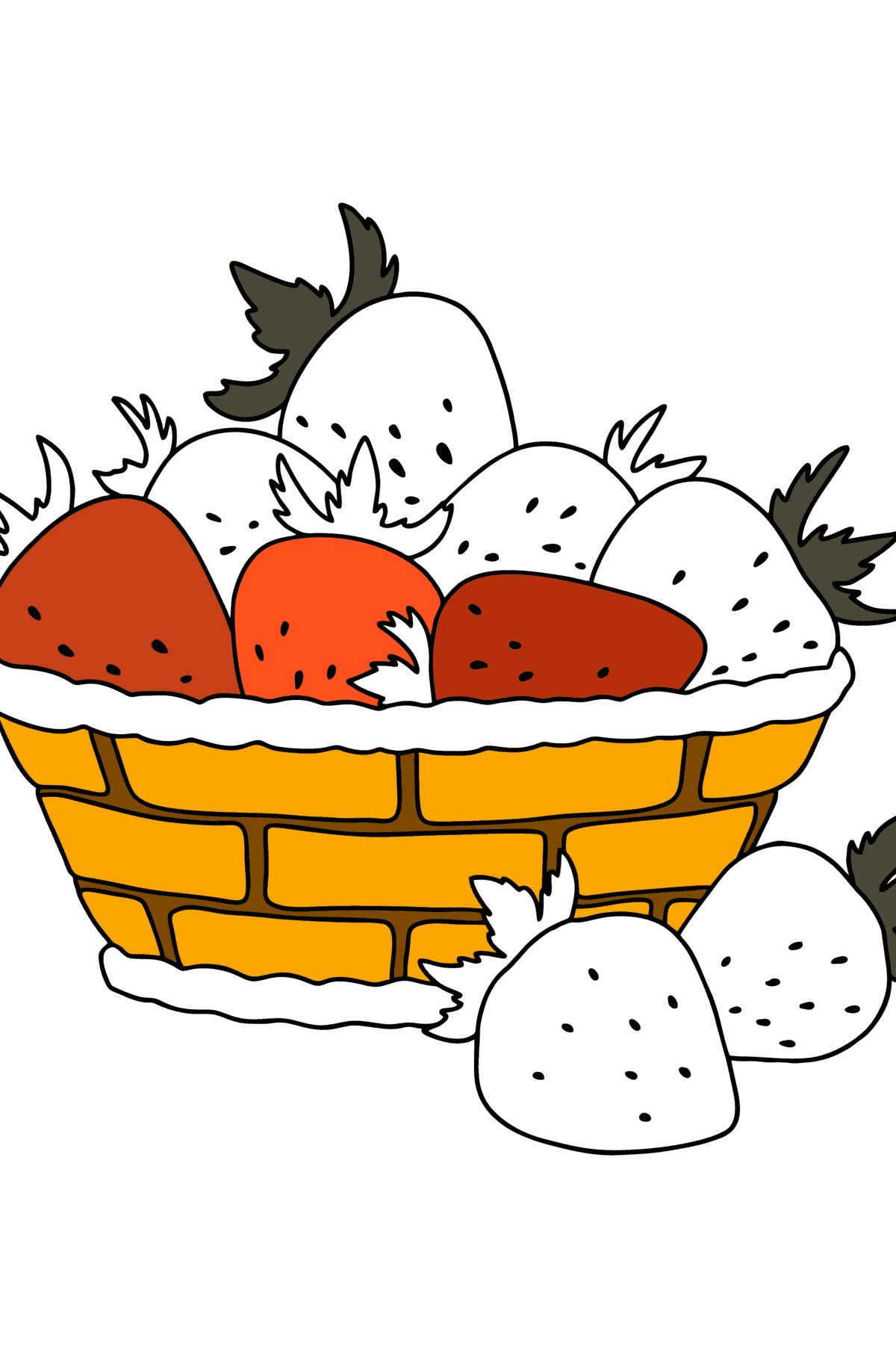 Strawberries in a basket сoloring page - Coloring Pages for Kids