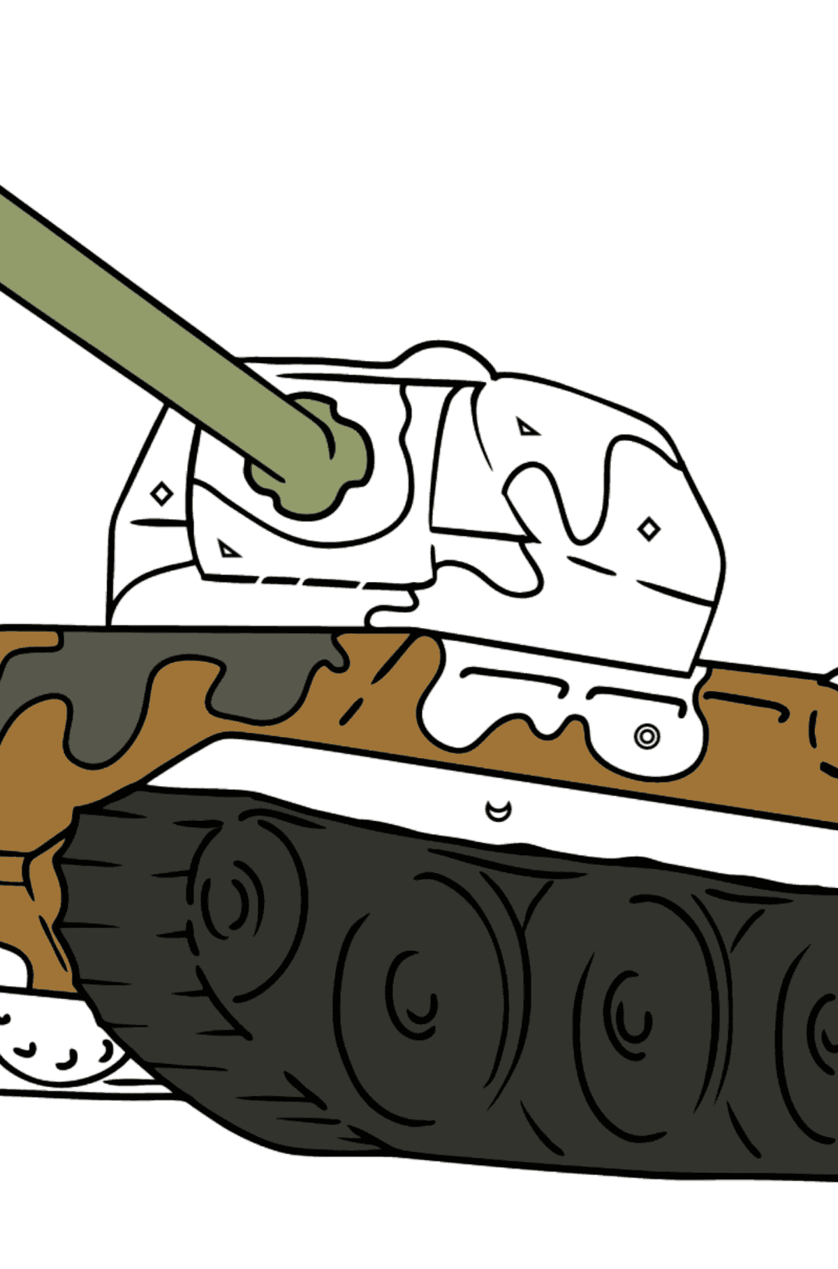 Tank with Anti-Aircraft Gun coloring page - Coloring by Symbols and Geometric Shapes for Kids