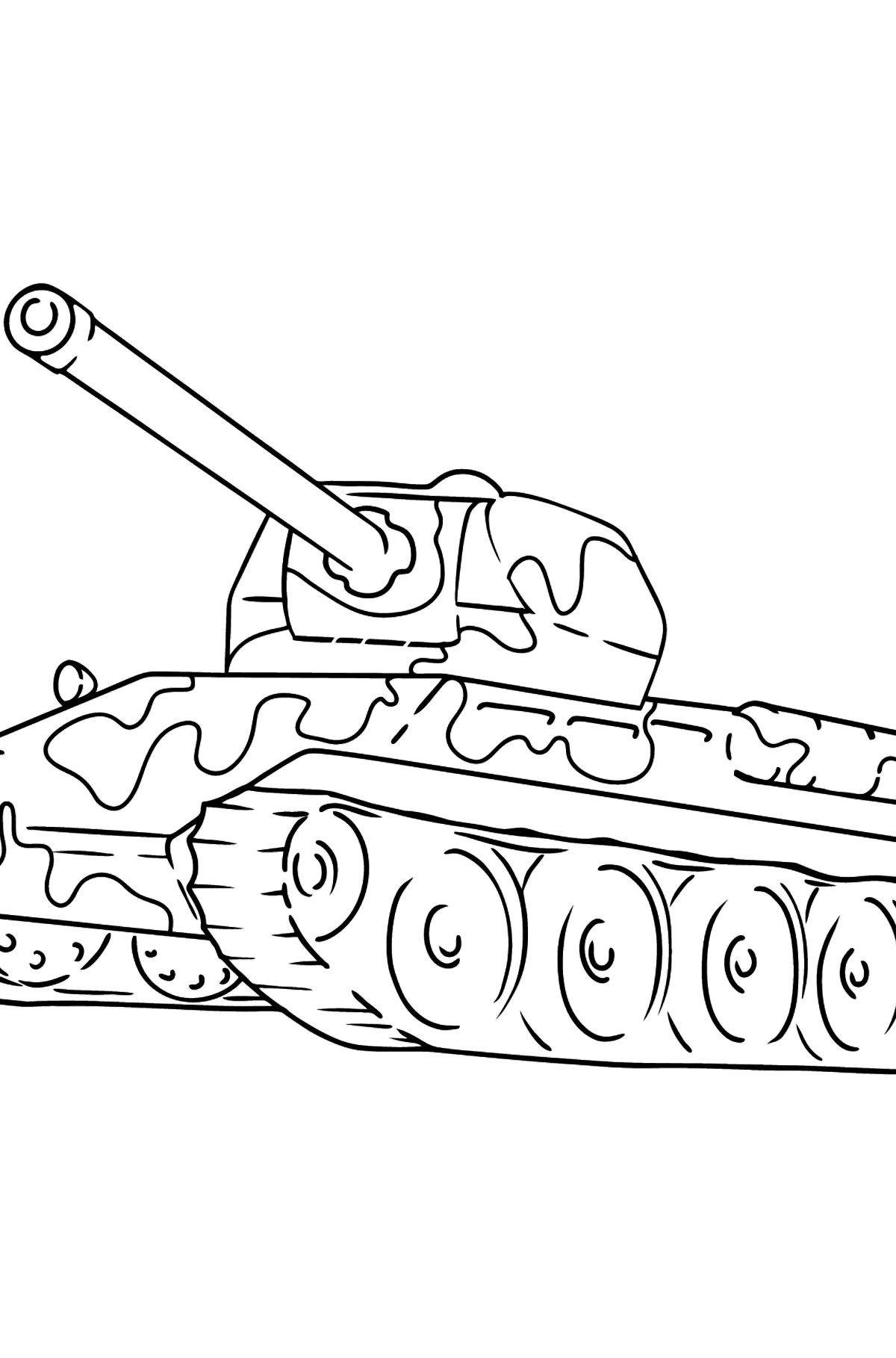 Dibujo para colorear - tanque con cañón antiaéreo - Dibujos para Colorear para Niños