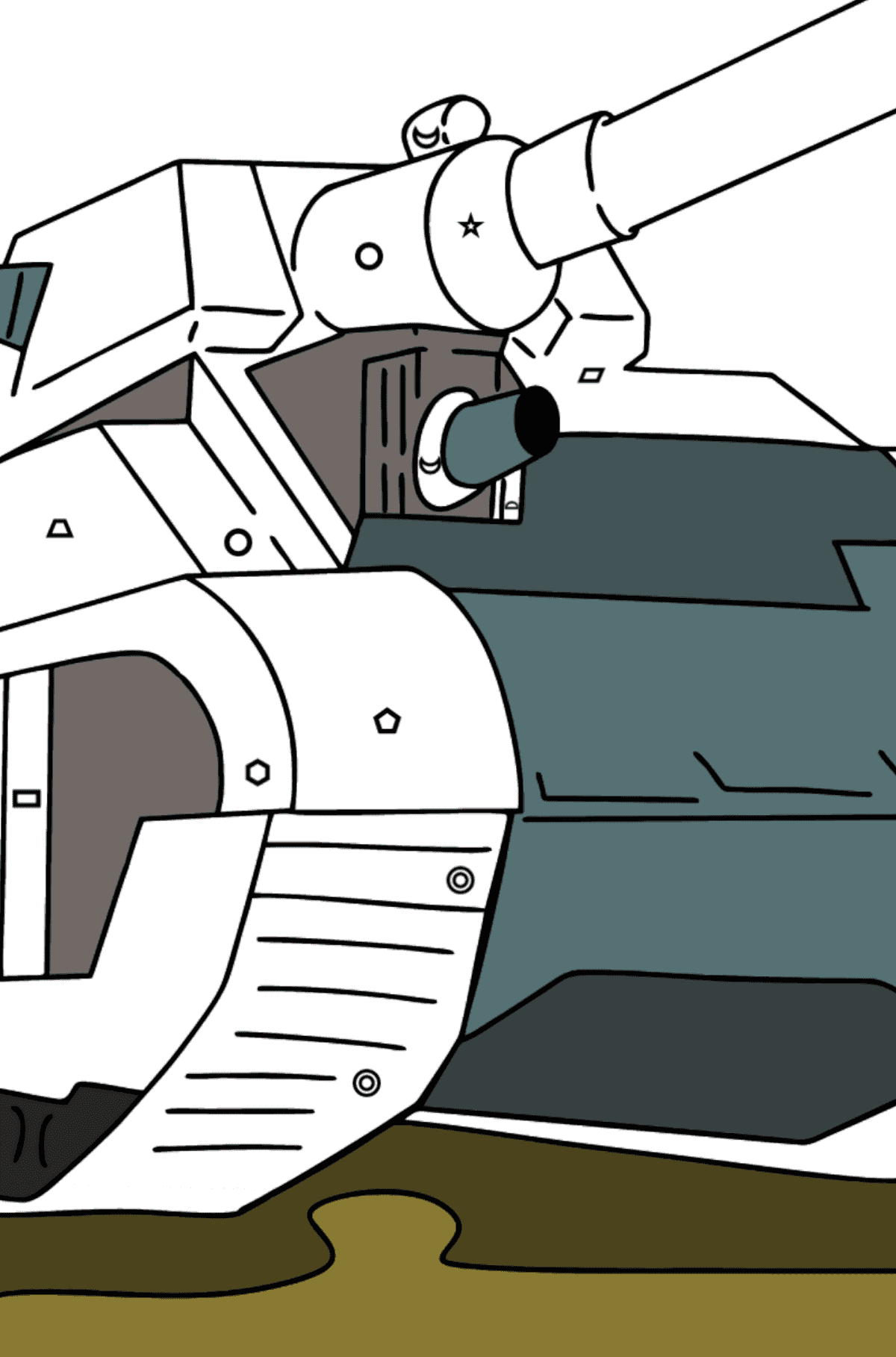 Dibujo de Tanque Leviatán para colorear - Colorear por Formas Geométricas para Niños