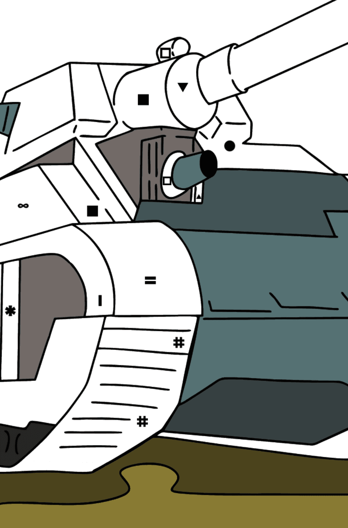 Раскраска Танк Левиафан - По Символам для Детей