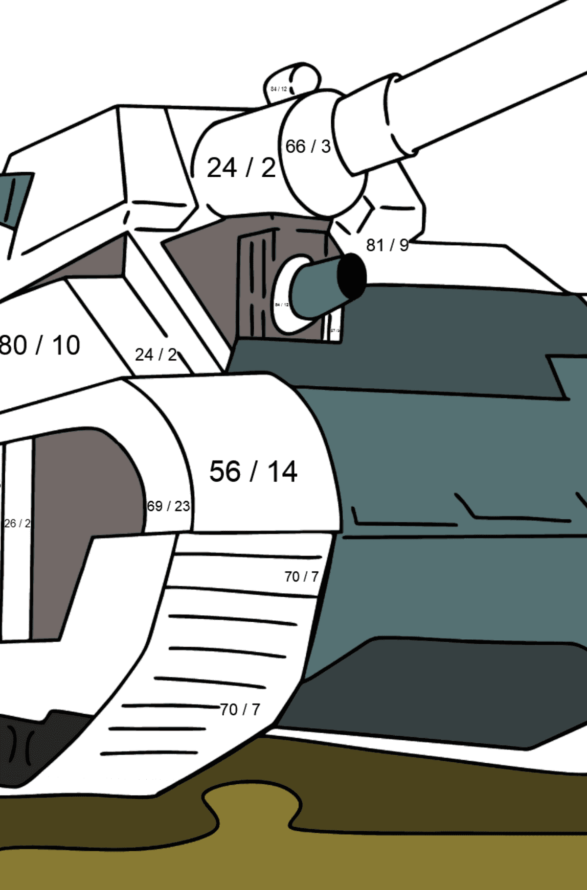 Dibujo de Tanque Leviatán para colorear - Colorear con Matemáticas - Divisiones para Niños