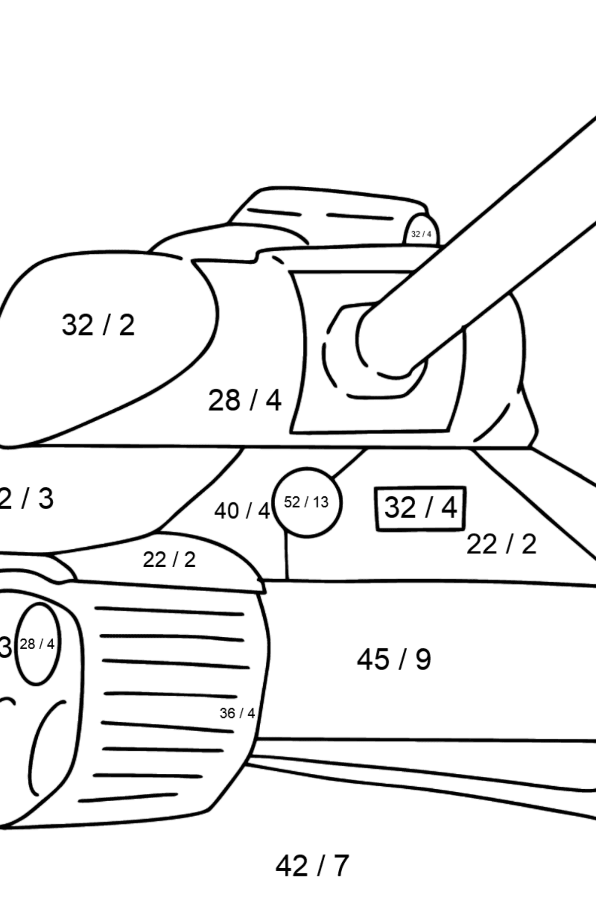 Tank IS 2 coloring page - Math Coloring - Division for Kids