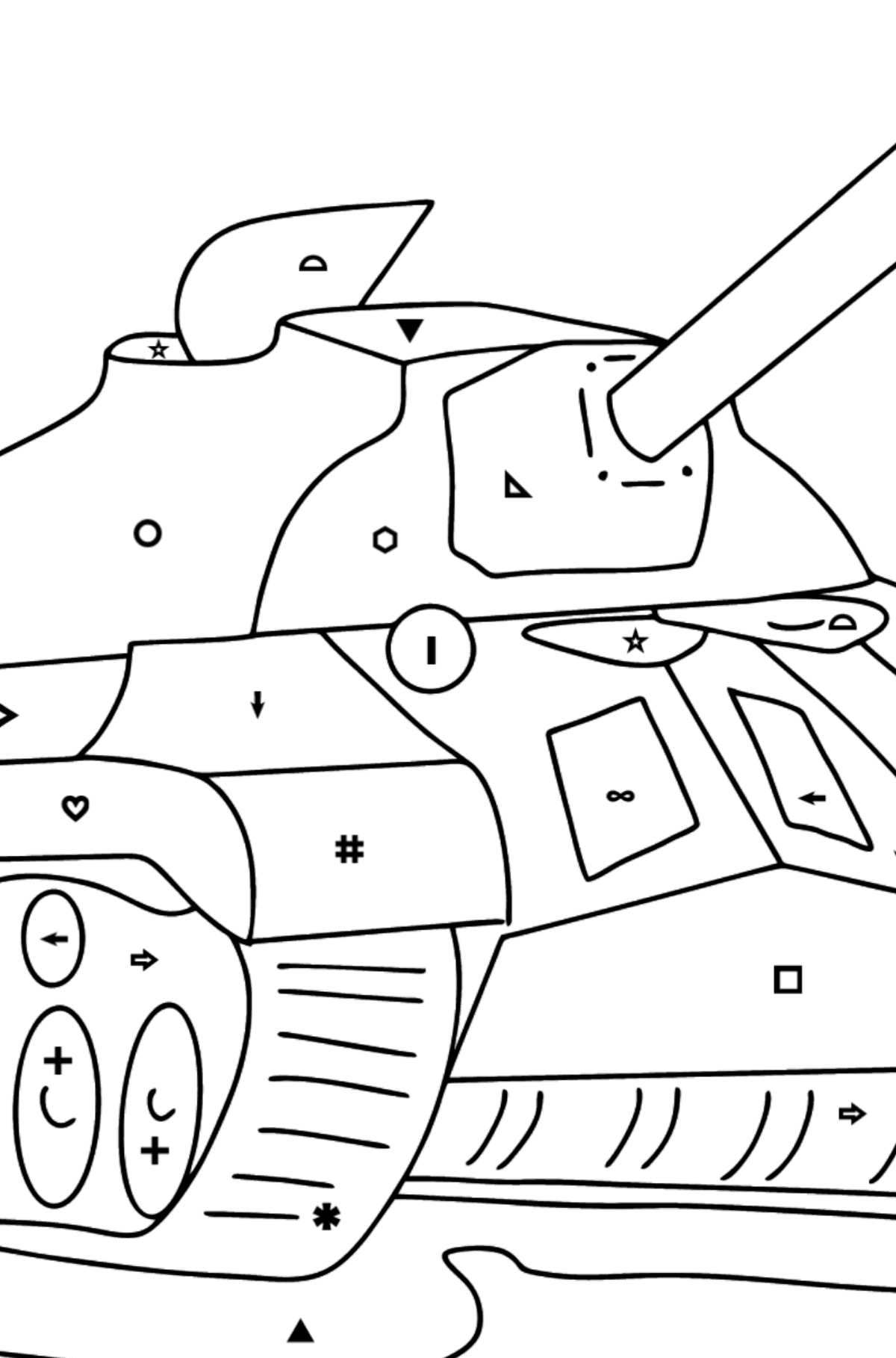 Tank IS 3 coloring page - Coloring by Symbols and Geometric Shapes for Kids