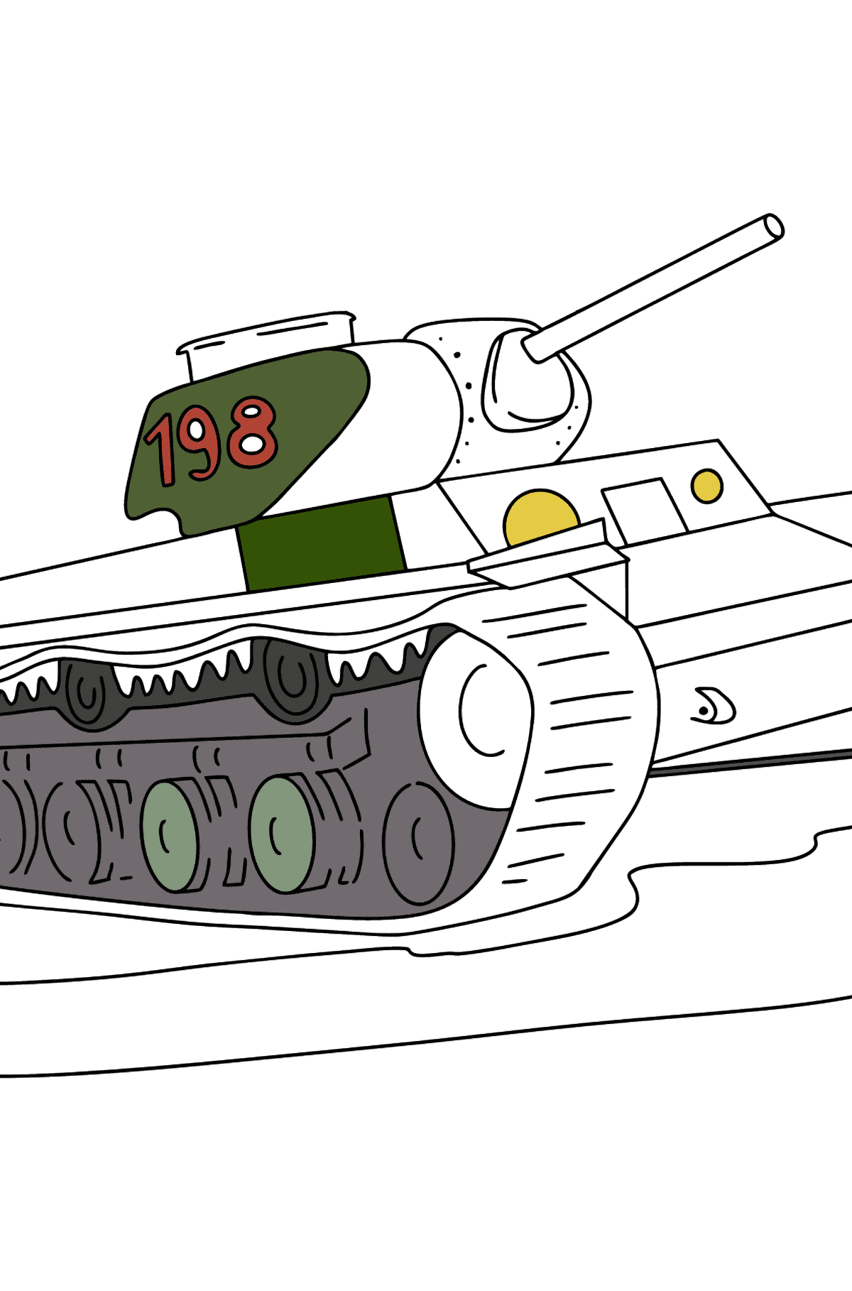 Värityskuva tankki KV-1 - Värityskuvat lapsille