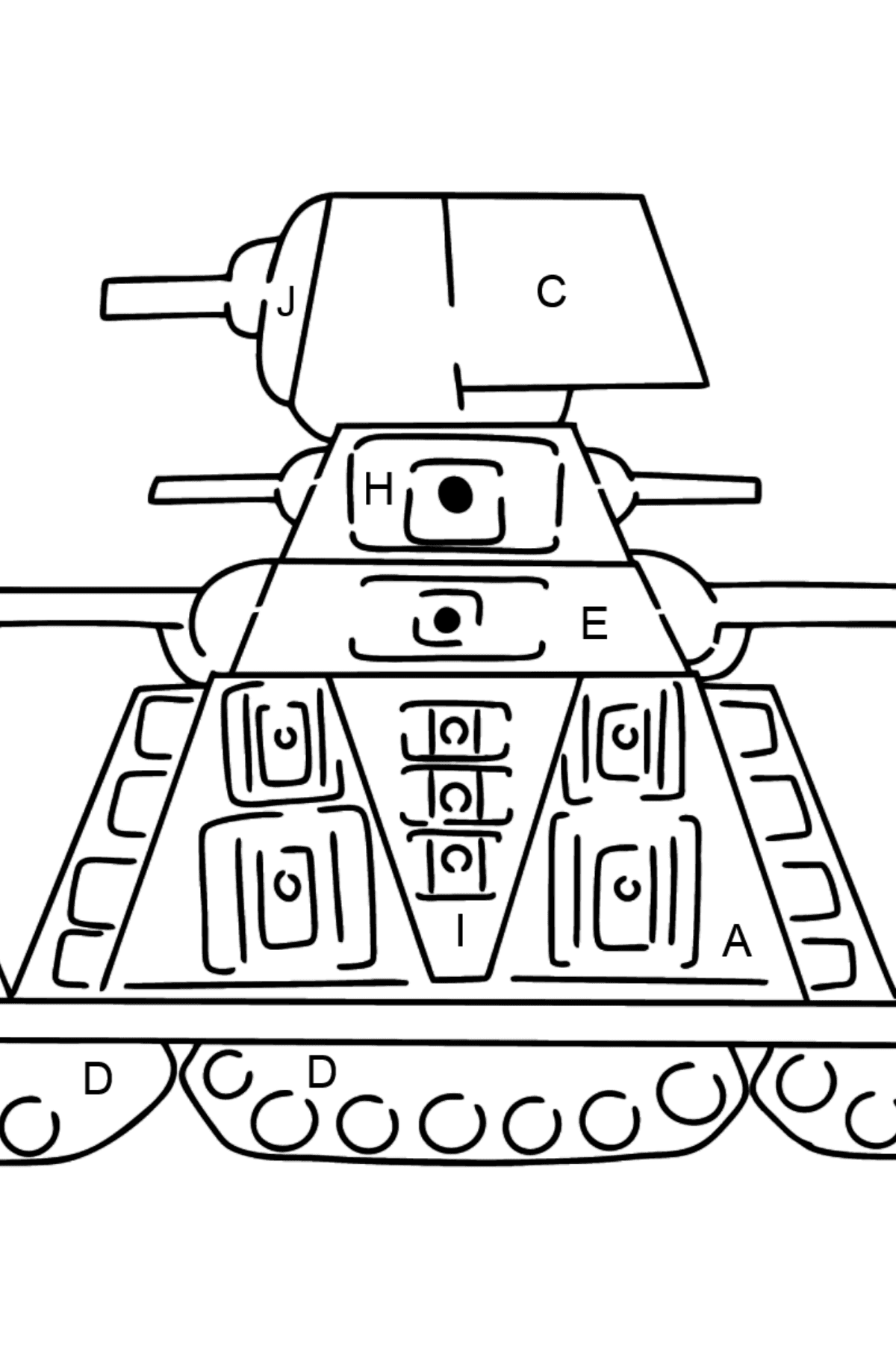 Páginas para colorir Tank KV 44 - Colorir por Letras para Crianças