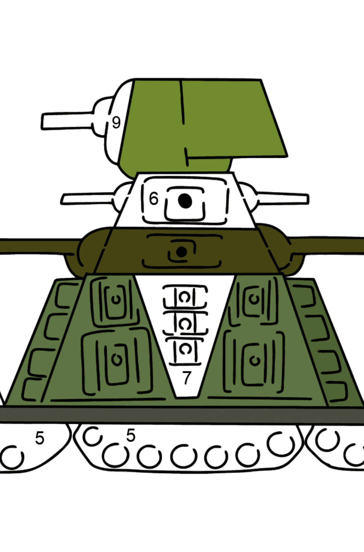 Desen de colorat tanc KV-44 - Desen de colorat după Număr pentru copii