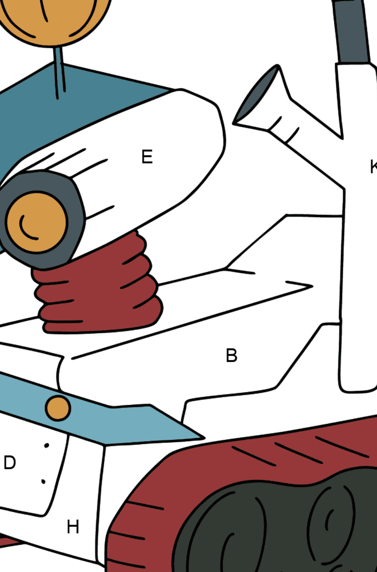 Dibujo de Robot Tanque para colorear - Colorear por Letras para Niños