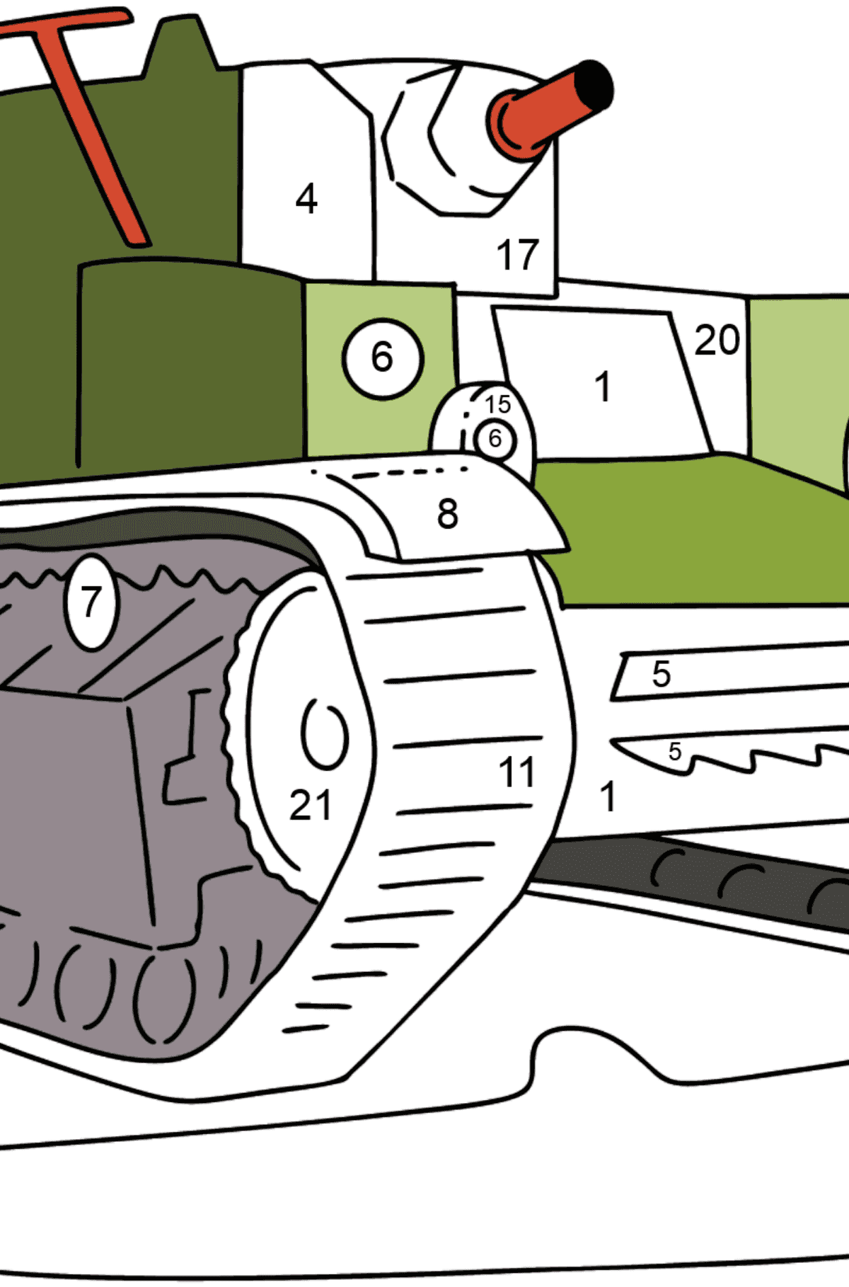 Tank T 28 coloring page - Coloring by Numbers for Kids
