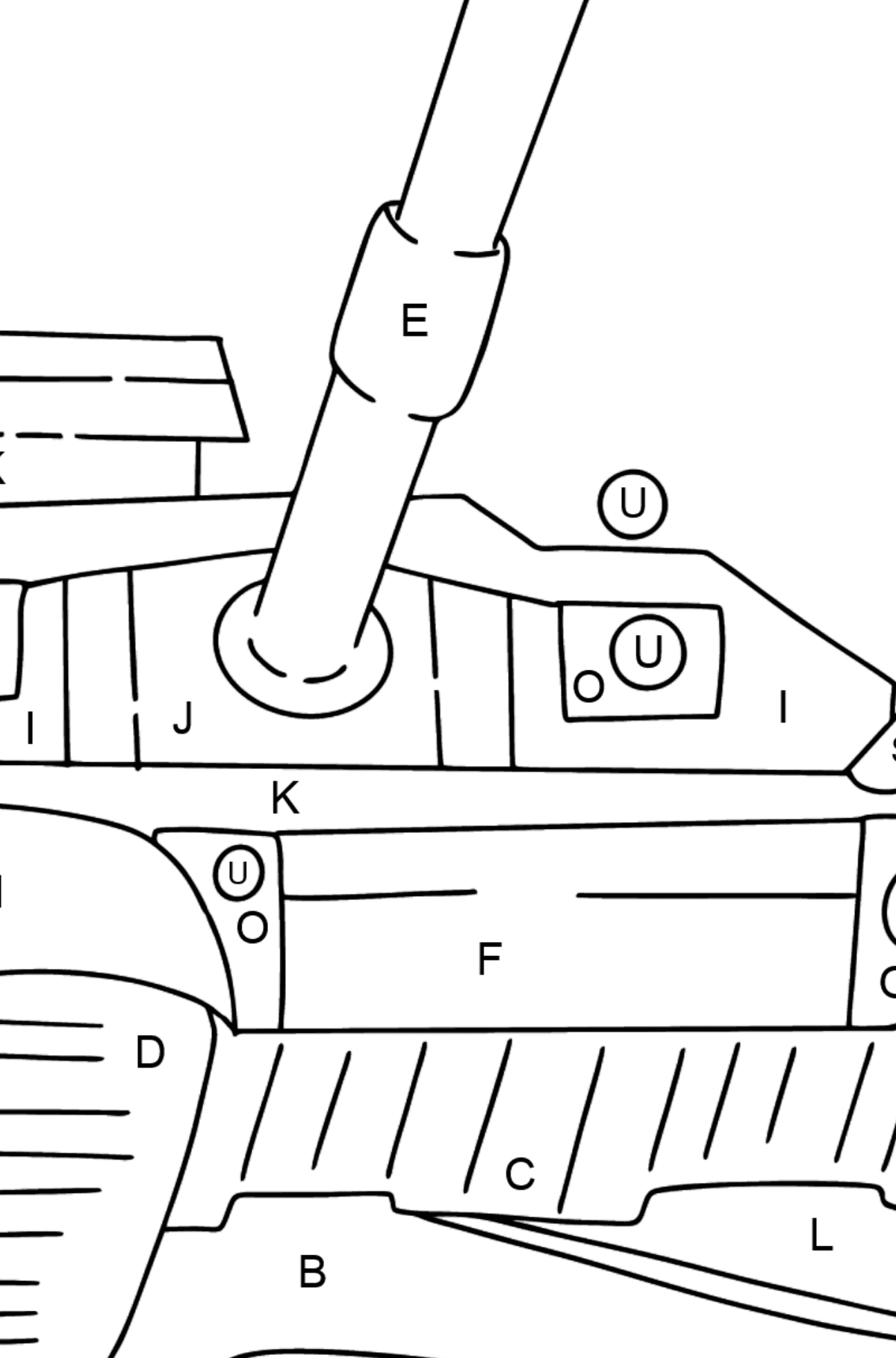 Desenho para colorir Tank T90 - Colorir por Letras para Crianças