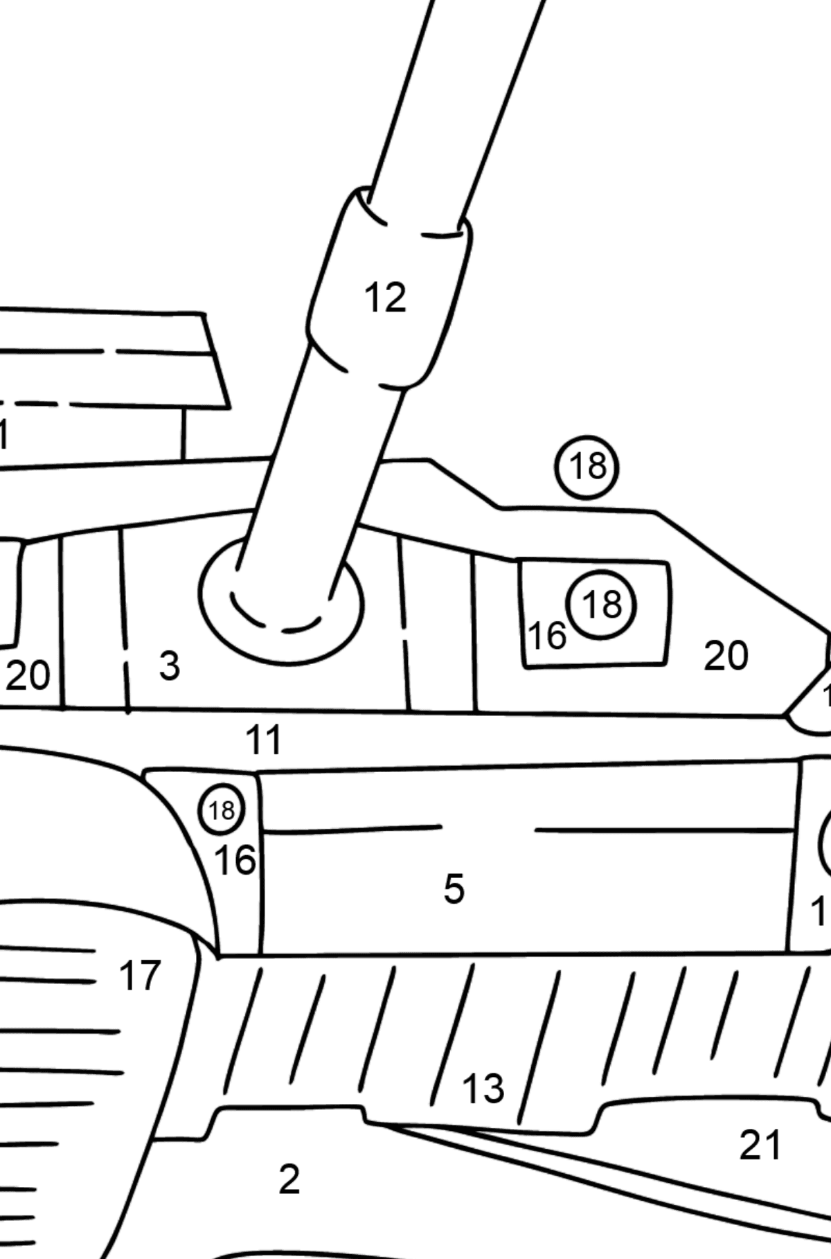Värityskuva tankki T-90 - Väritys numeroiden mukaan lapsille
