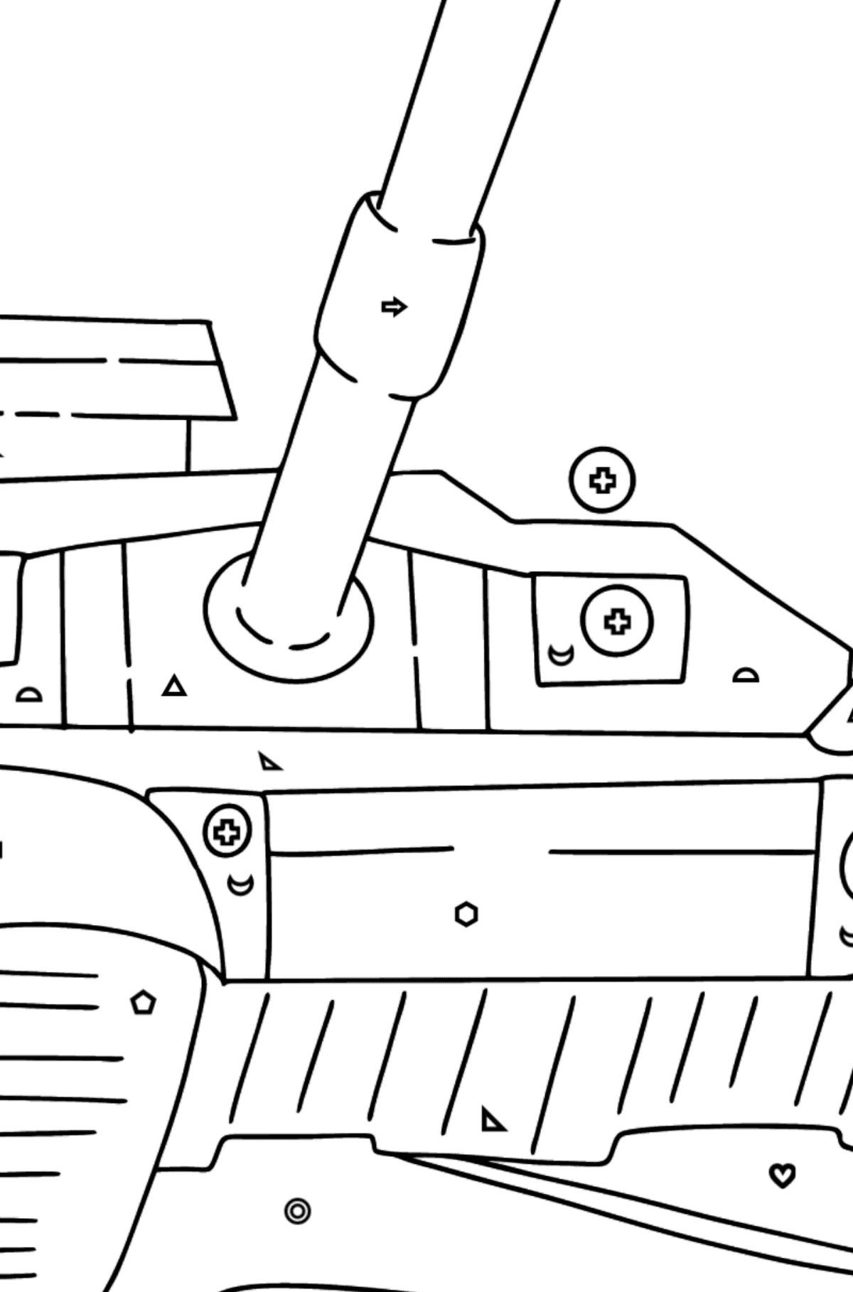 Розмальовка Танк Т 90 - Розмальовки за геометричними фігурами для дітей