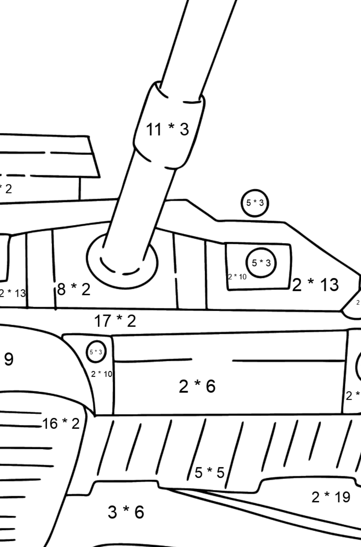 Värityskuva tankki T-90 - Matemaattinen Värityskirja - Kertolasku lapsille