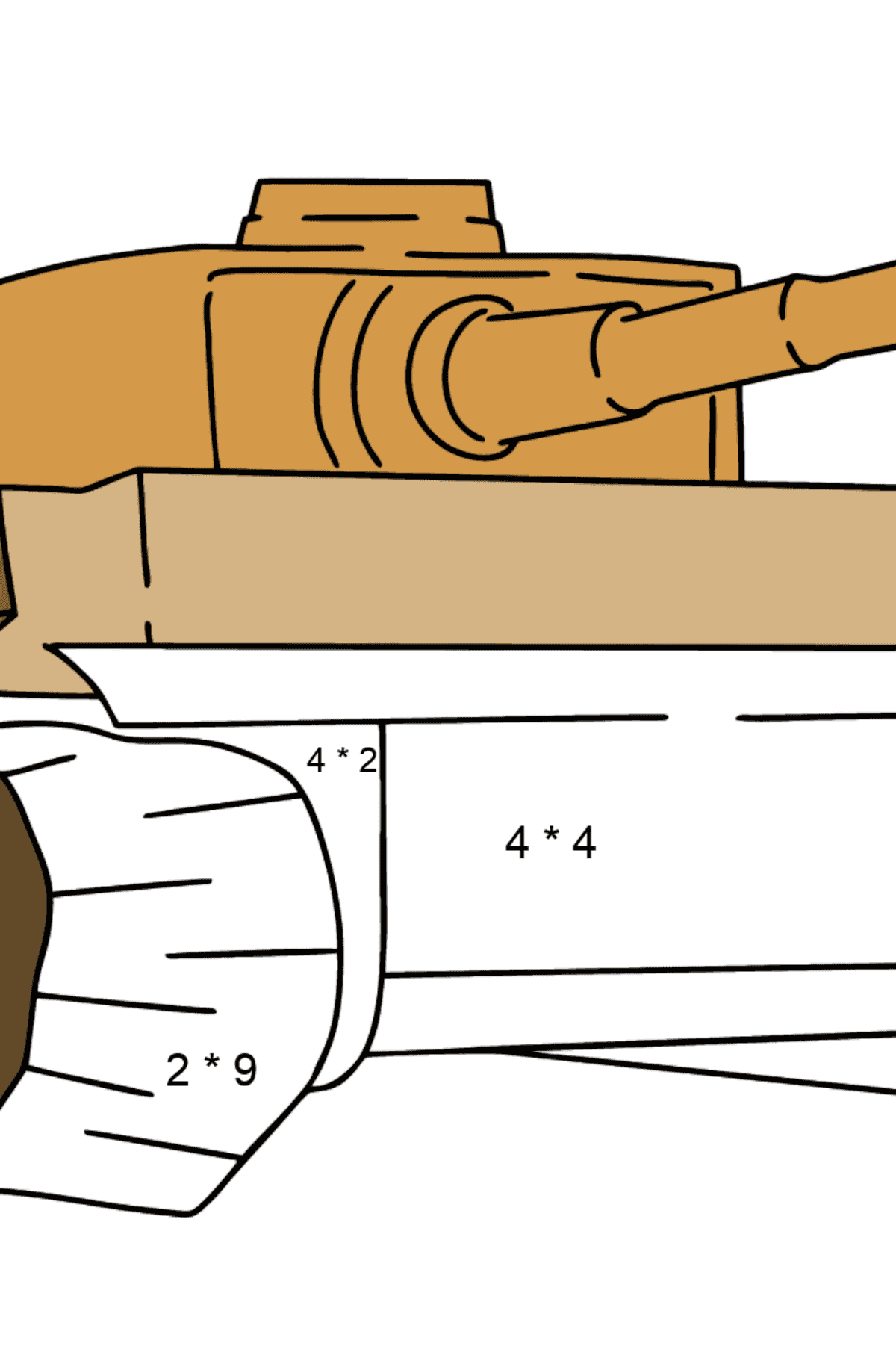 Tank Tiger coloring page - Math Coloring - Multiplication for Kids