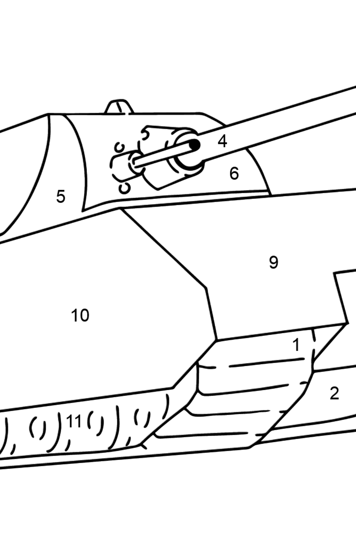 Розмальовка Армійський танк - Розмальовки за номерами для дітей