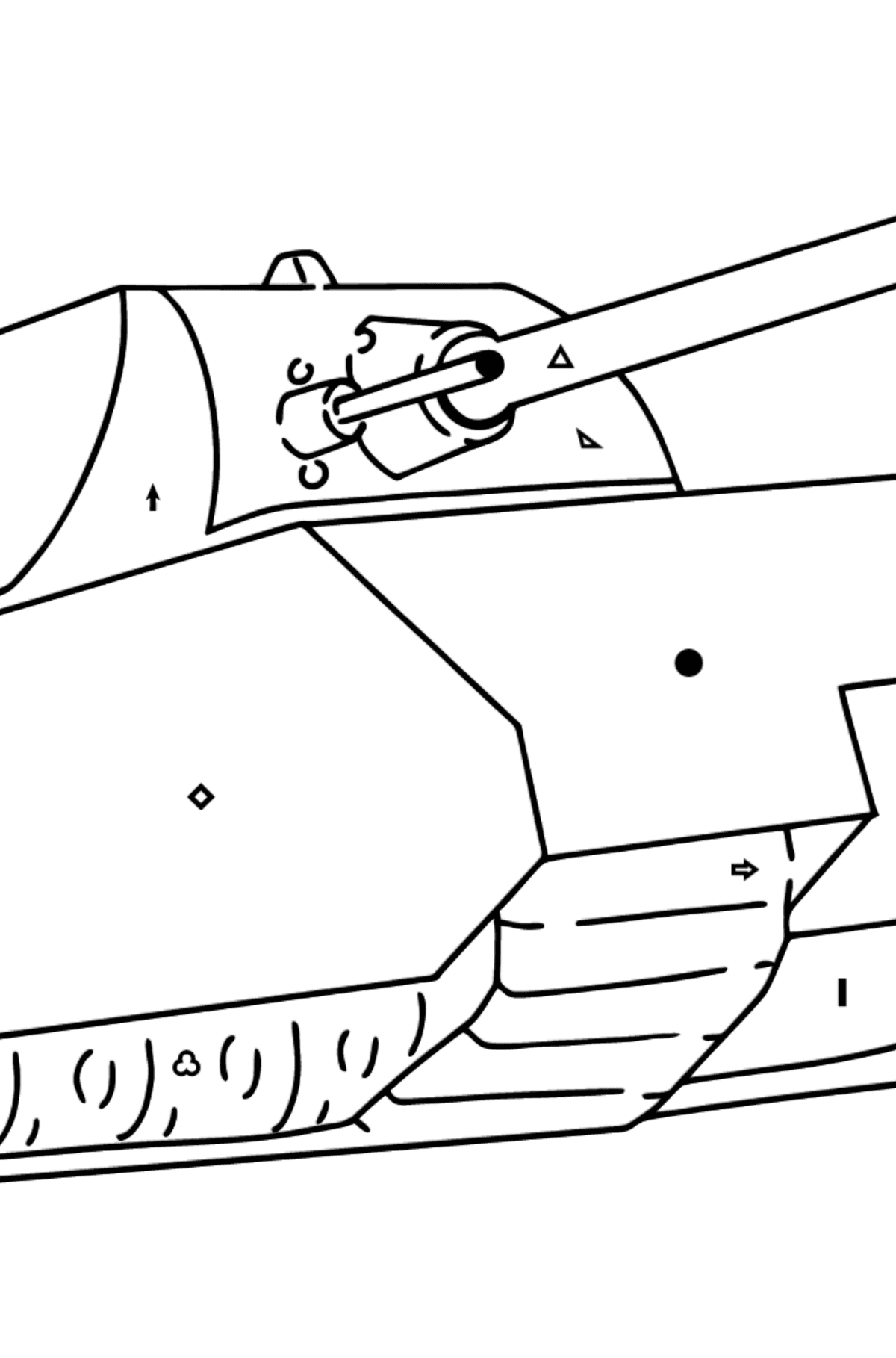 Розмальовка Армійський танк - Розмальовка по Символам і Геометричним Фігурам для дітей
